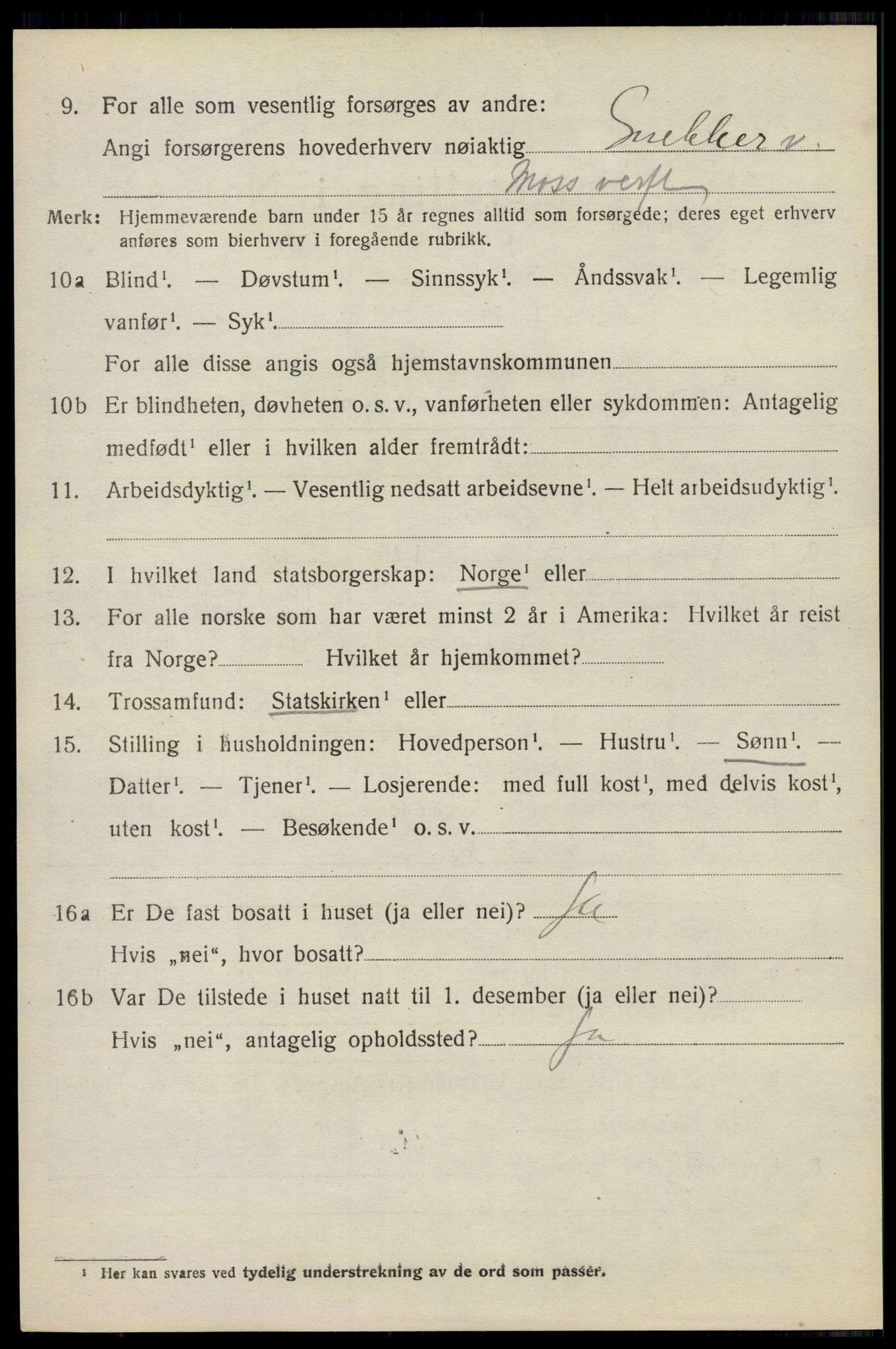 SAO, 1920 census for Moss land district, 1920, p. 4372