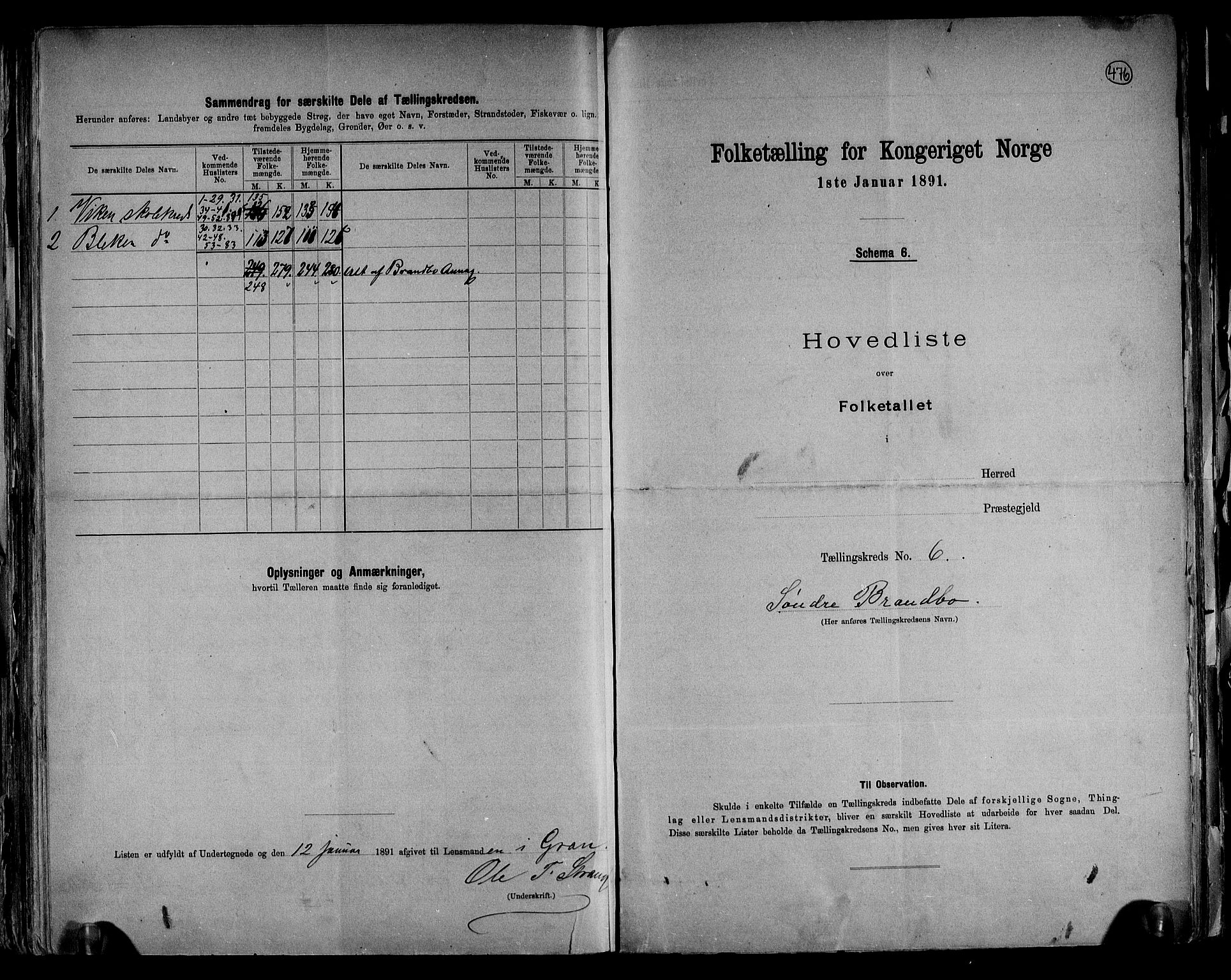 RA, 1891 census for 0534 Gran, 1891, p. 15