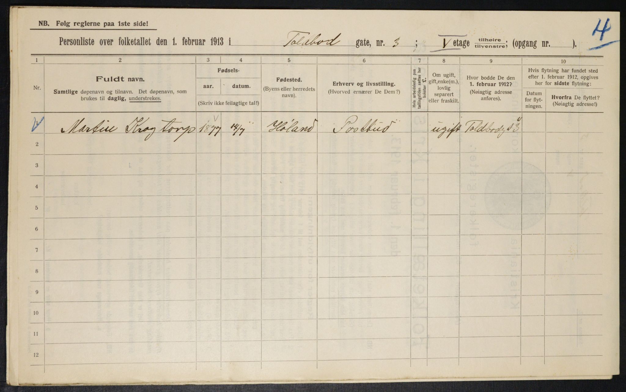 OBA, Municipal Census 1913 for Kristiania, 1913, p. 113119