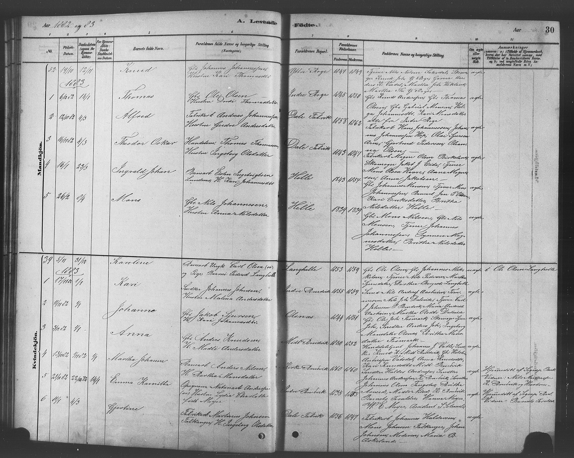 Bruvik Sokneprestembete, AV/SAB-A-74701/H/Hab: Parish register (copy) no. A 1, 1878-1907, p. 30