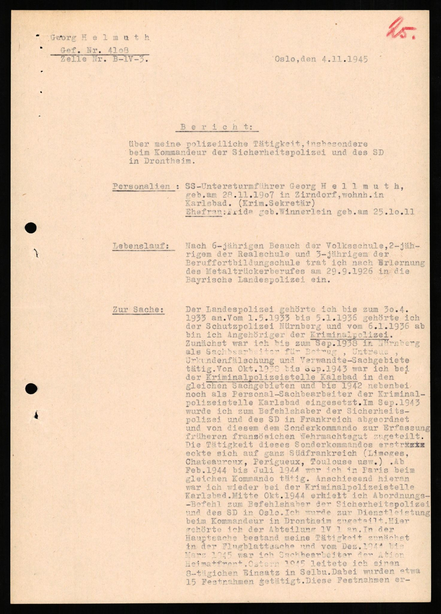 Forsvaret, Forsvarets overkommando II, AV/RA-RAFA-3915/D/Db/L0012: CI Questionaires. Tyske okkupasjonsstyrker i Norge. Tyskere., 1945-1946, p. 383