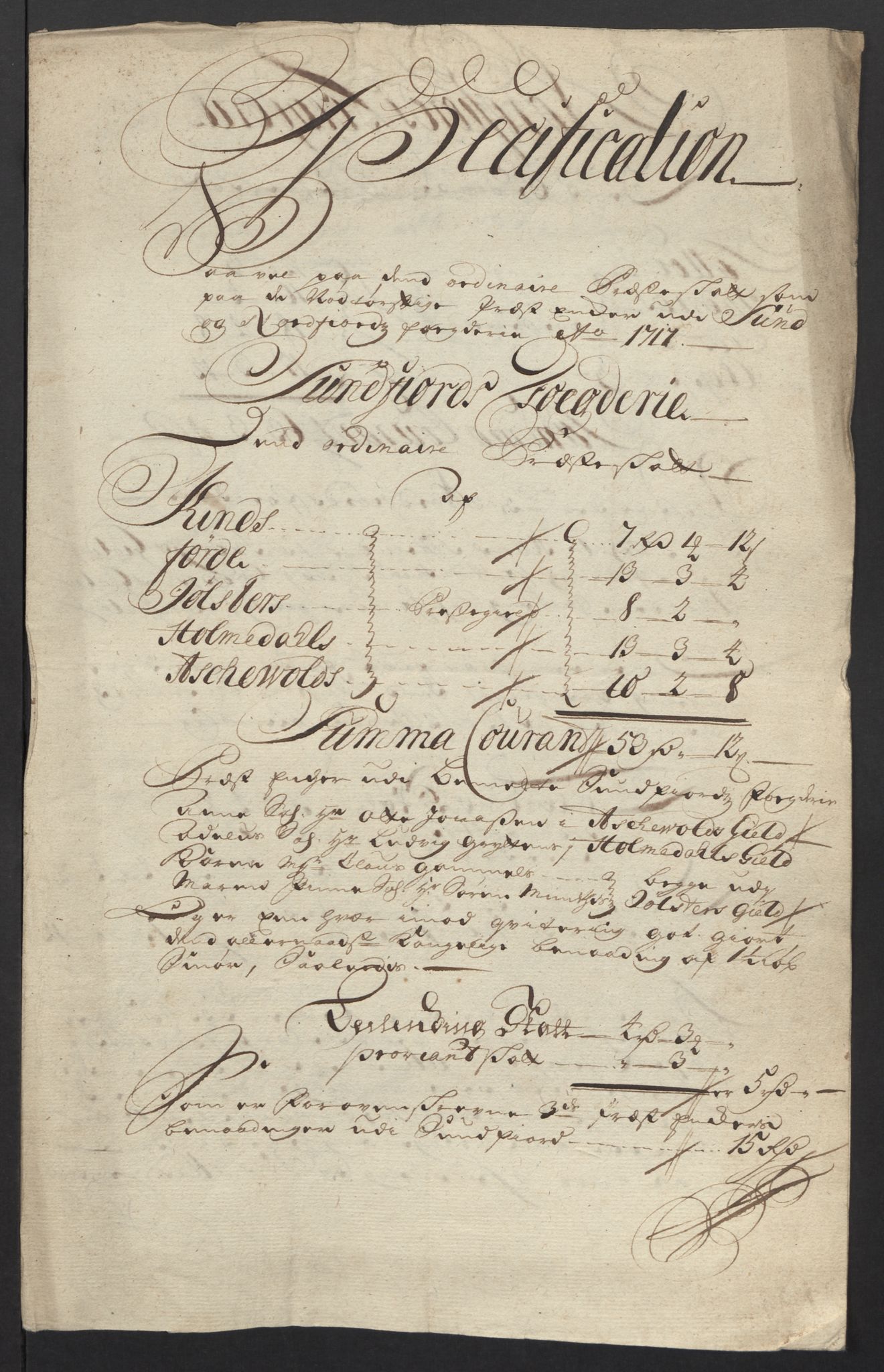 Rentekammeret inntil 1814, Reviderte regnskaper, Fogderegnskap, RA/EA-4092/R53/L3441: Fogderegnskap Sunn- og Nordfjord, 1717-1718, p. 41