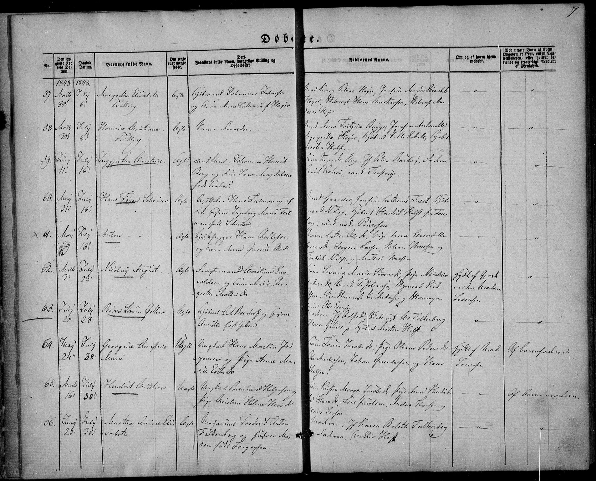 Larvik kirkebøker, AV/SAKO-A-352/F/Fa/L0003: Parish register (official) no. I 3, 1848-1856, p. 7