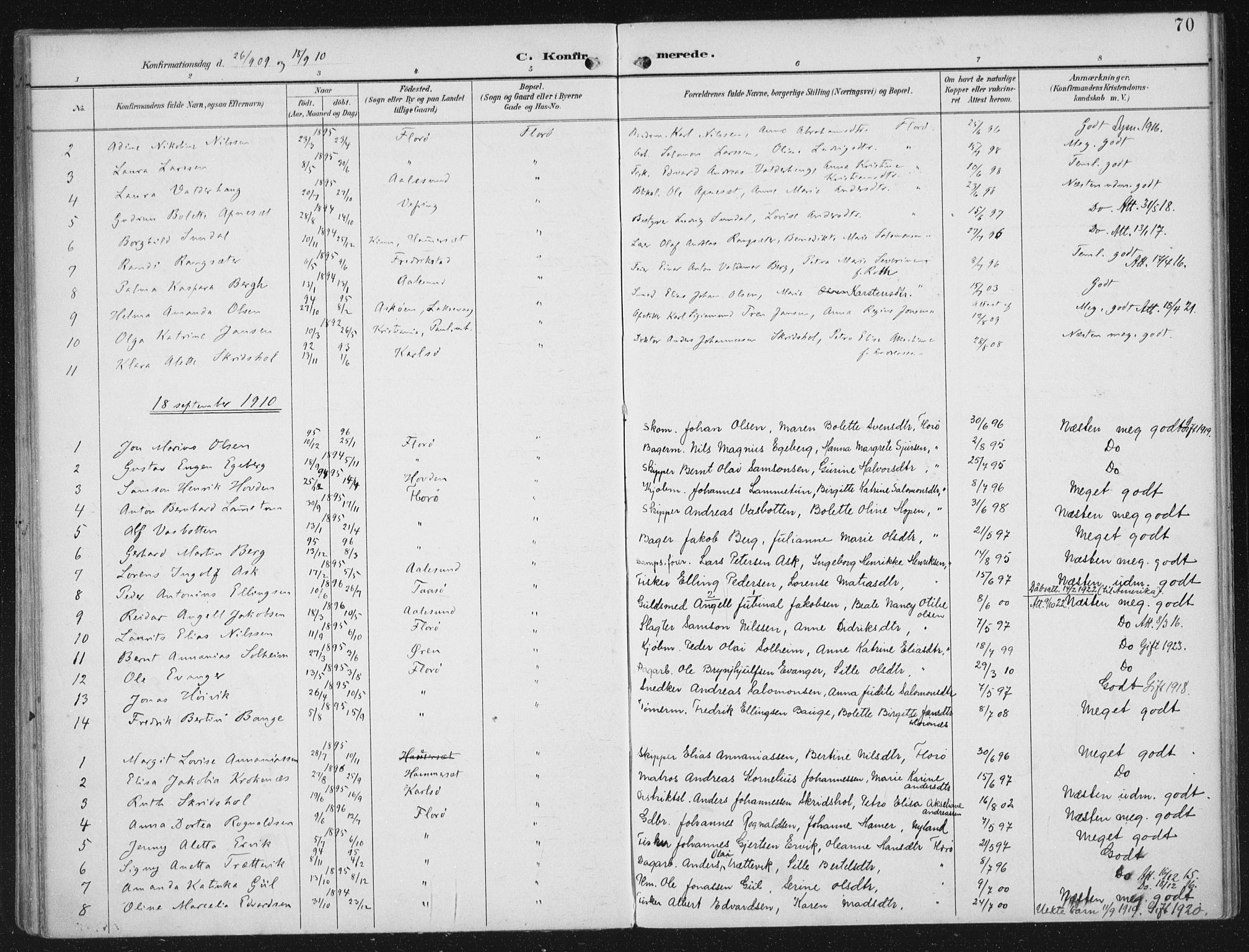 Kinn sokneprestembete, SAB/A-80801/H/Haa/Haac/L0002: Parish register (official) no. C 2, 1895-1916, p. 70