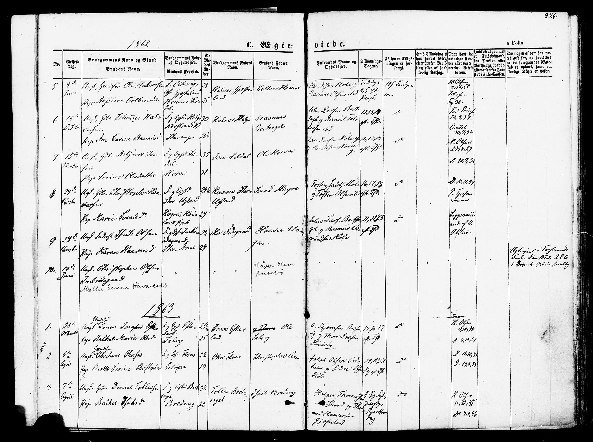 Høgsfjord sokneprestkontor, SAST/A-101624/H/Ha/Haa/L0002: Parish register (official) no. A 2, 1855-1885, p. 226