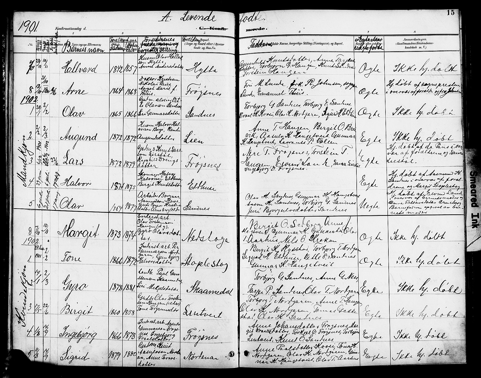 Bygland sokneprestkontor, AV/SAK-1111-0006/F/Fb/Fbc/L0002: Parish register (copy) no. B 2, 1895-1916, p. 15