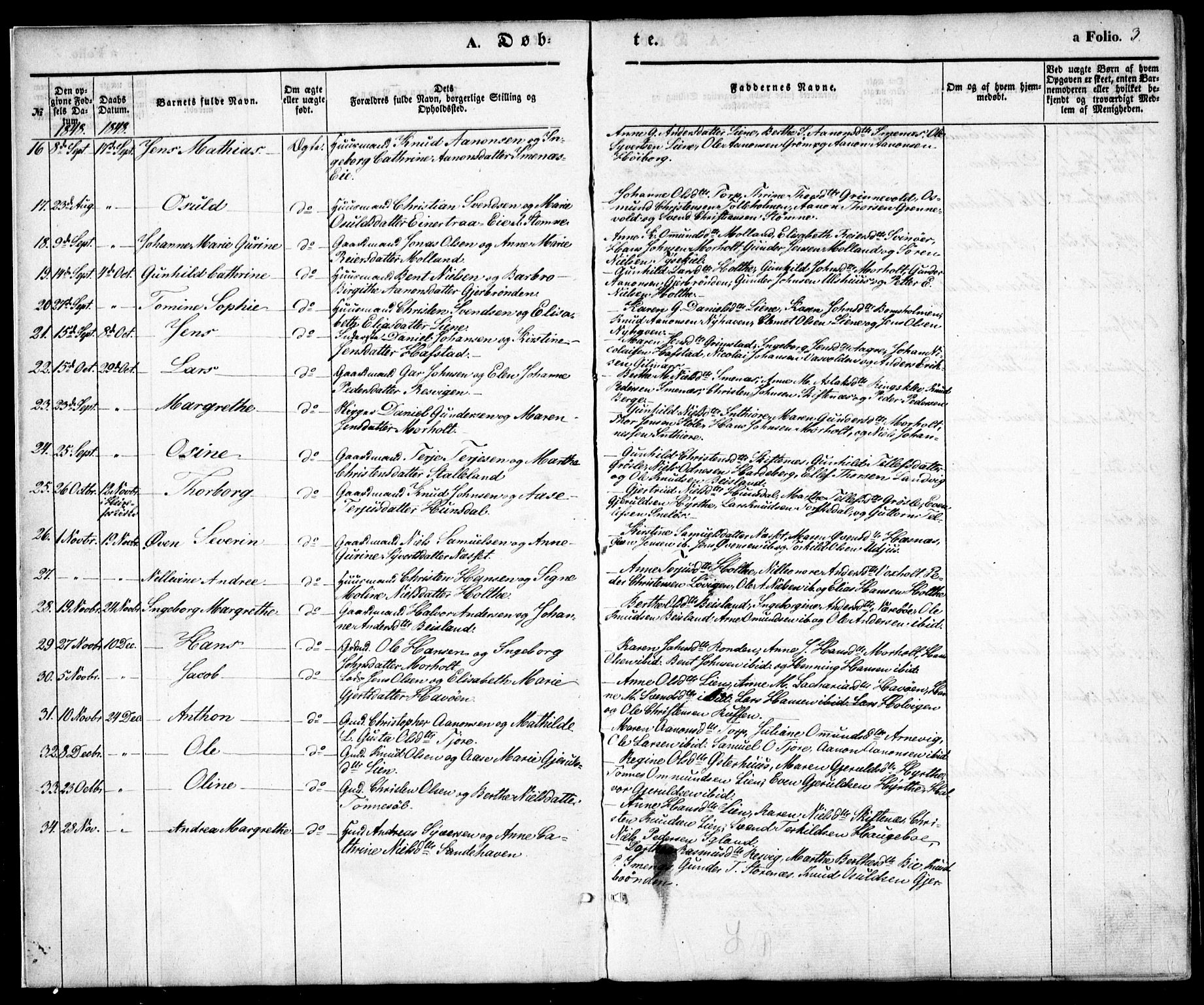 Hommedal sokneprestkontor, SAK/1111-0023/F/Fa/Fab/L0004: Parish register (official) no. A 4, 1848-1860, p. 3