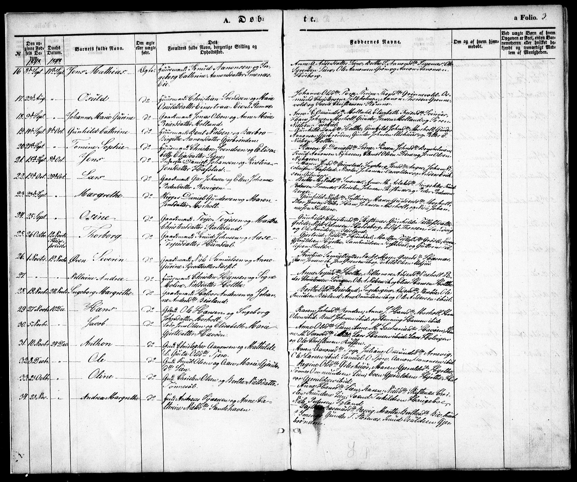 Hommedal sokneprestkontor, AV/SAK-1111-0023/F/Fa/Fab/L0004: Parish register (official) no. A 4, 1848-1860, p. 3