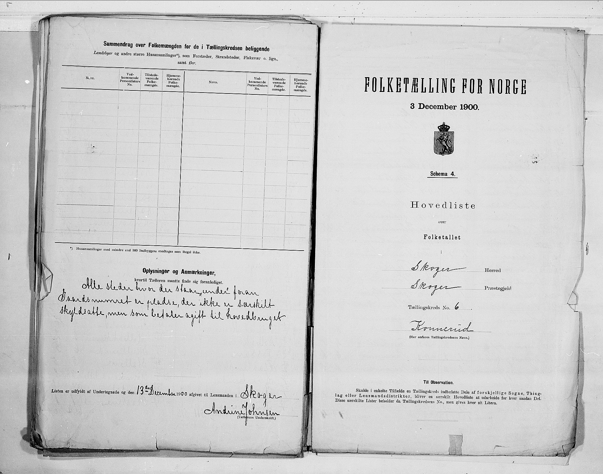 RA, 1900 census for Skoger, 1900, p. 18