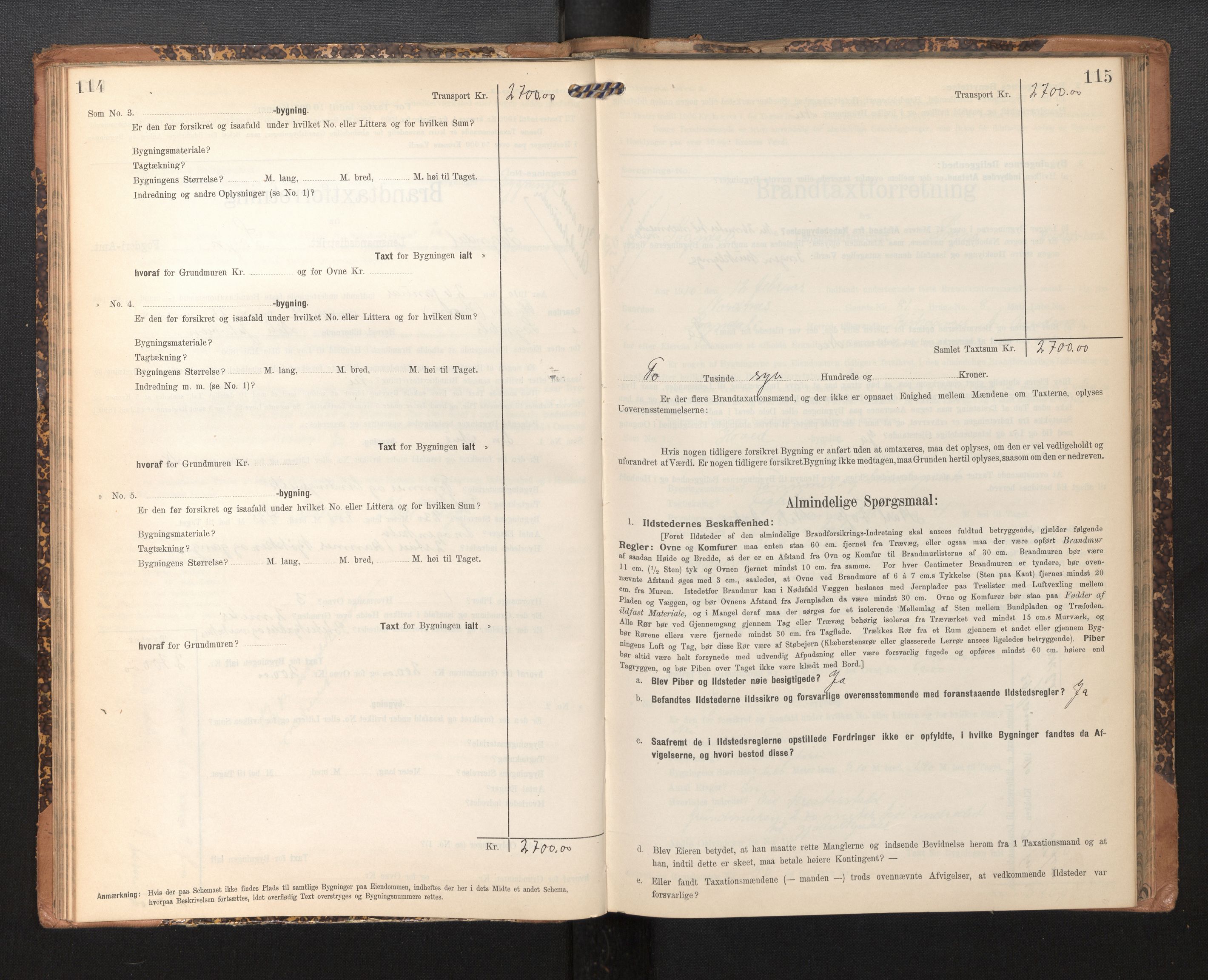 Lensmannen i Sogndal, AV/SAB-A-29901/0012/L0010: Branntakstprotokoll, skjematakst, 1907-1914, p. 114-115