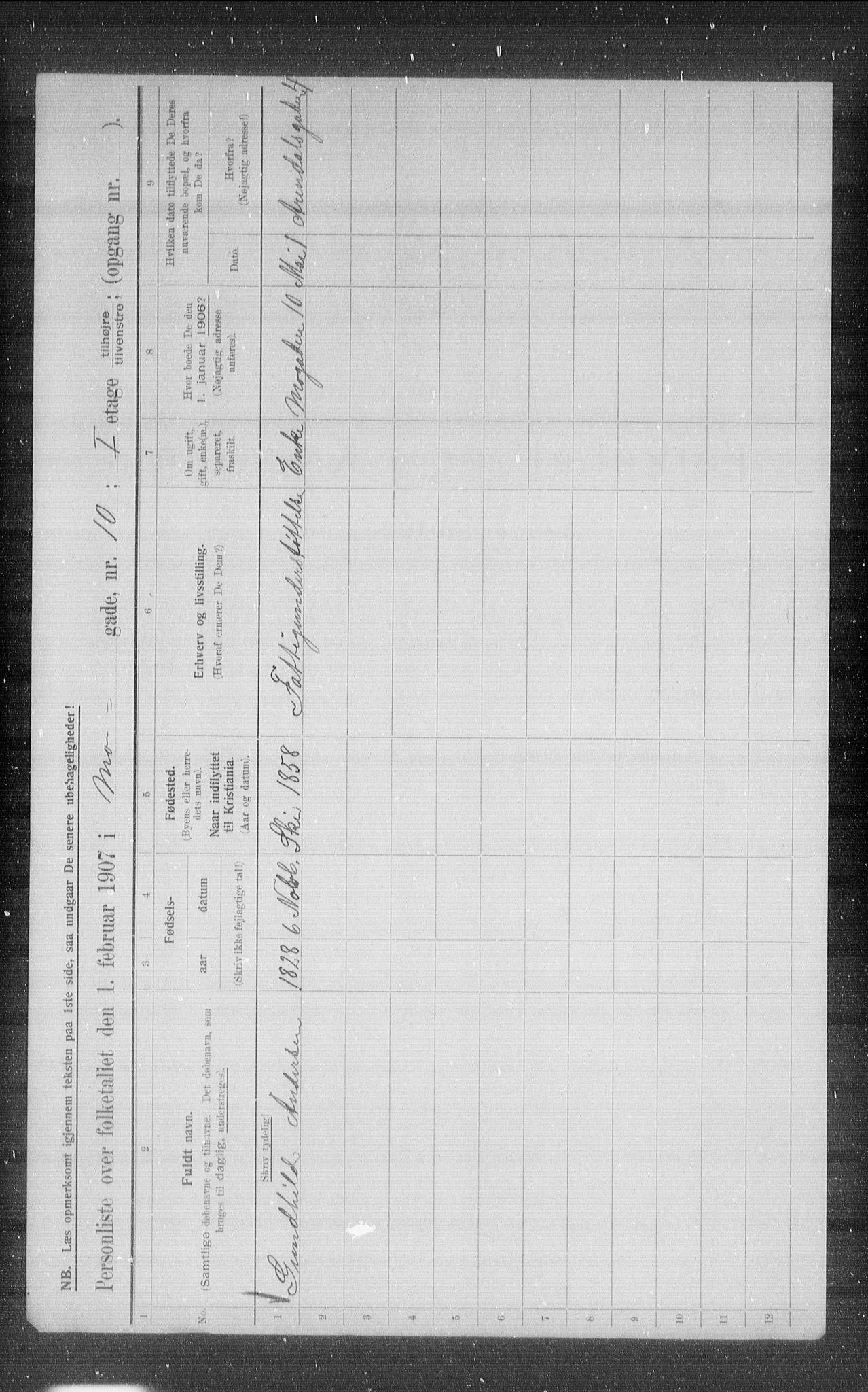 OBA, Municipal Census 1907 for Kristiania, 1907, p. 33401