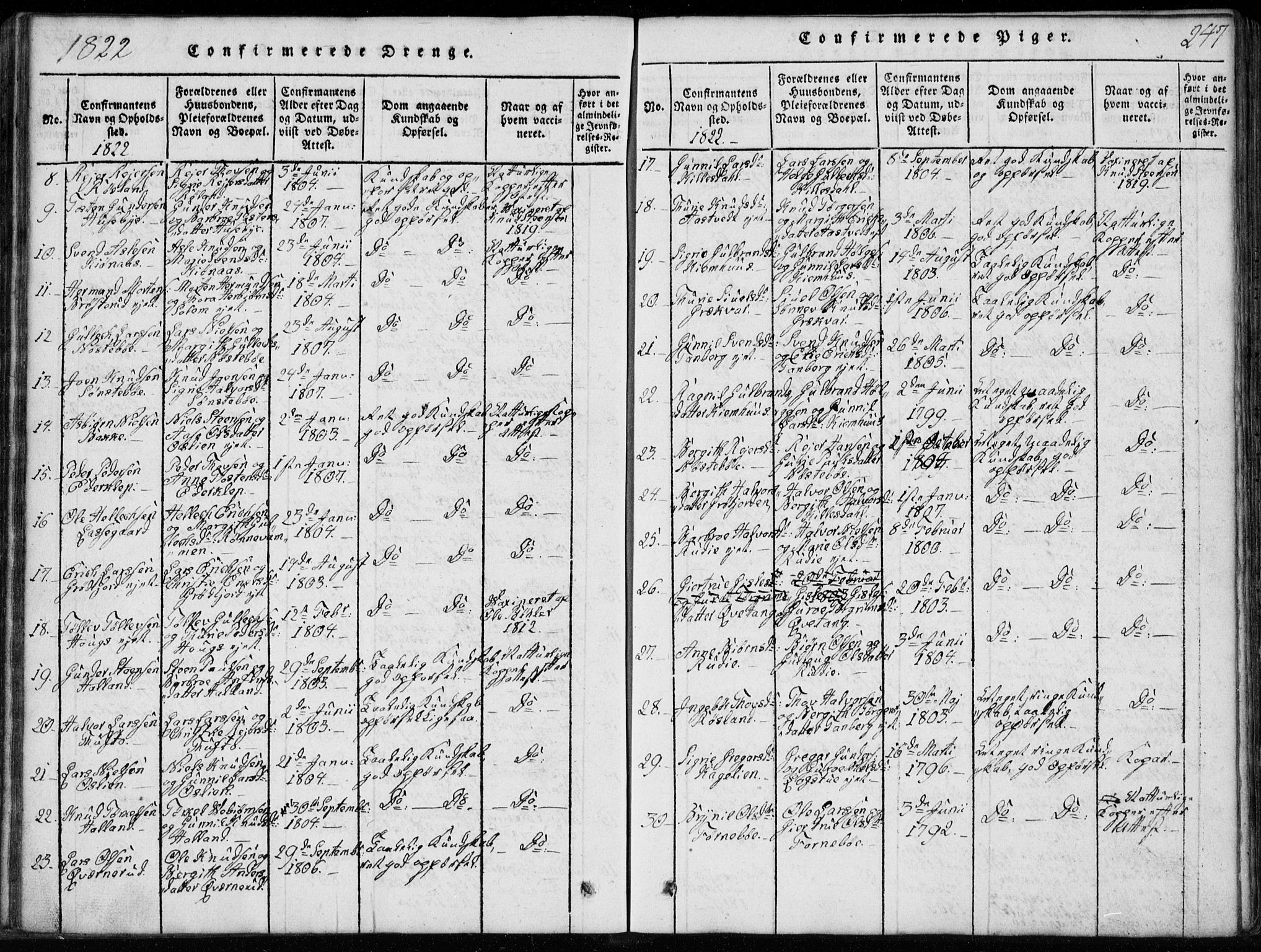 Rollag kirkebøker, SAKO/A-240/G/Ga/L0001: Parish register (copy) no. I 1, 1814-1831, p. 247