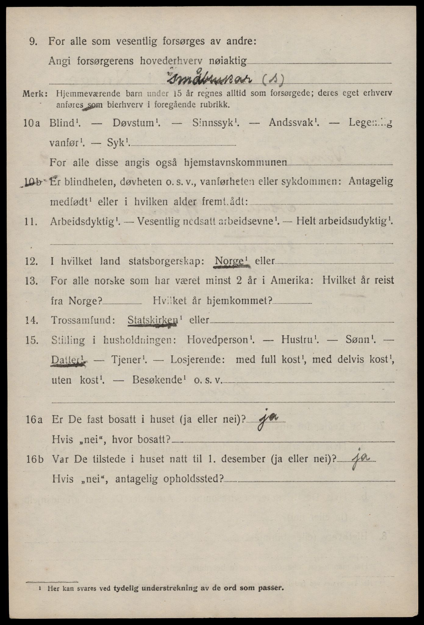 SAKO, 1920 census for Vinje, 1920, p. 2660