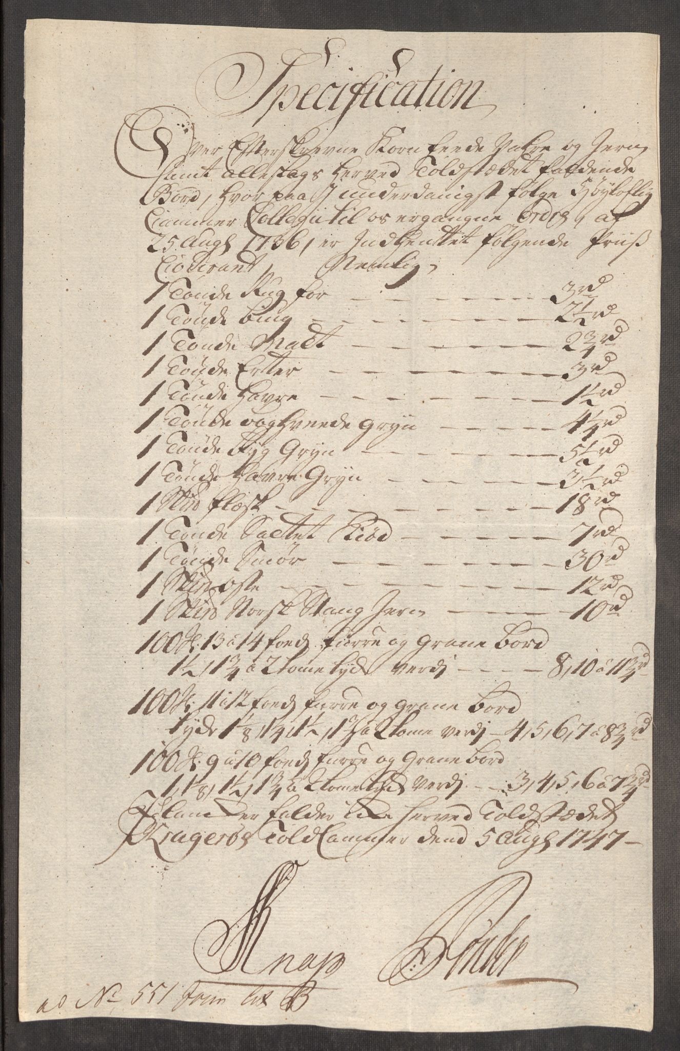 Rentekammeret inntil 1814, Realistisk ordnet avdeling, AV/RA-EA-4070/Oe/L0003: [Ø1]: Priskuranter, 1745-1748, p. 591