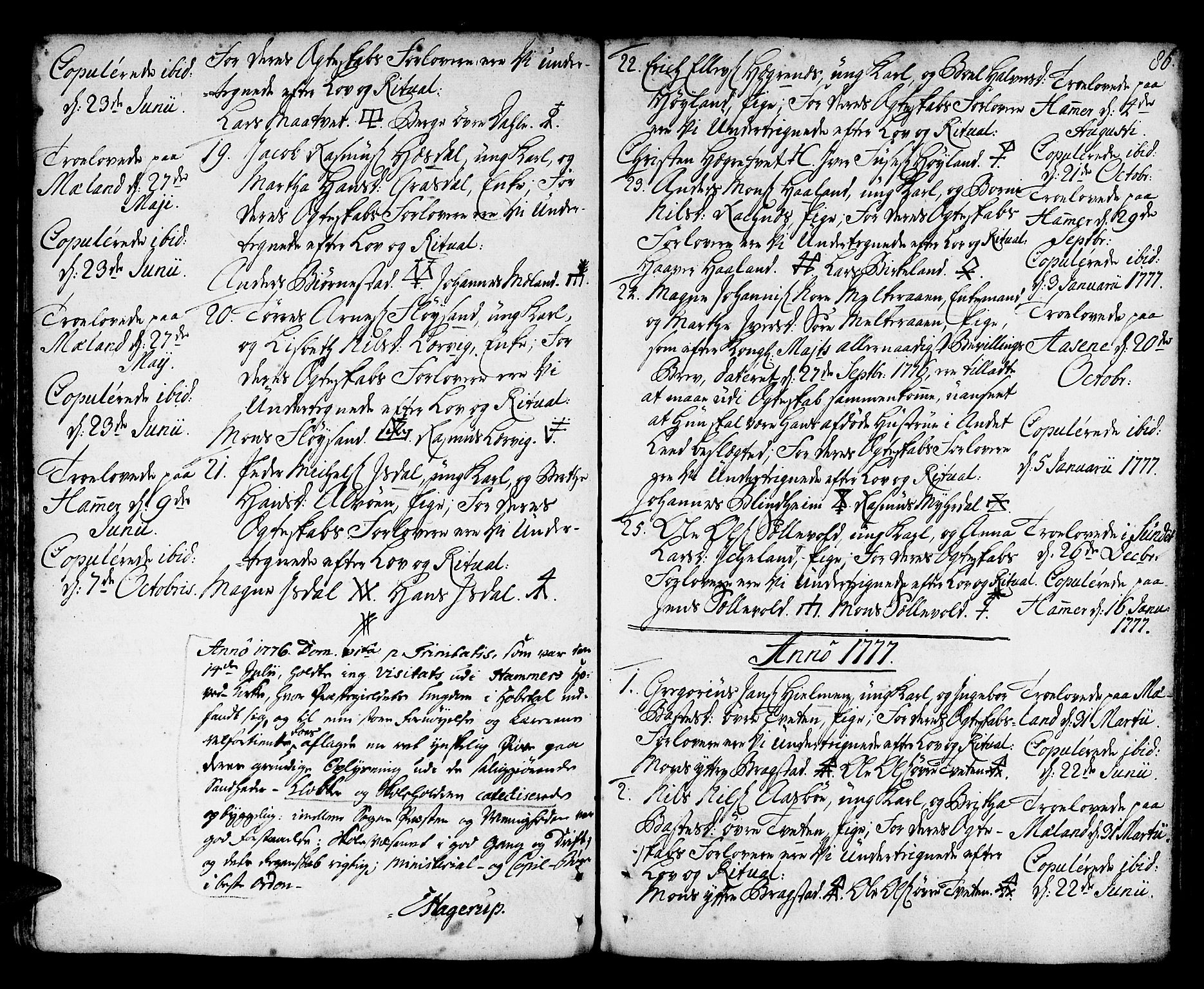 Hamre sokneprestembete, AV/SAB-A-75501/H/Ha/Haa/Haaa/L0007: Parish register (official) no. A 7, 1762-1777, p. 86