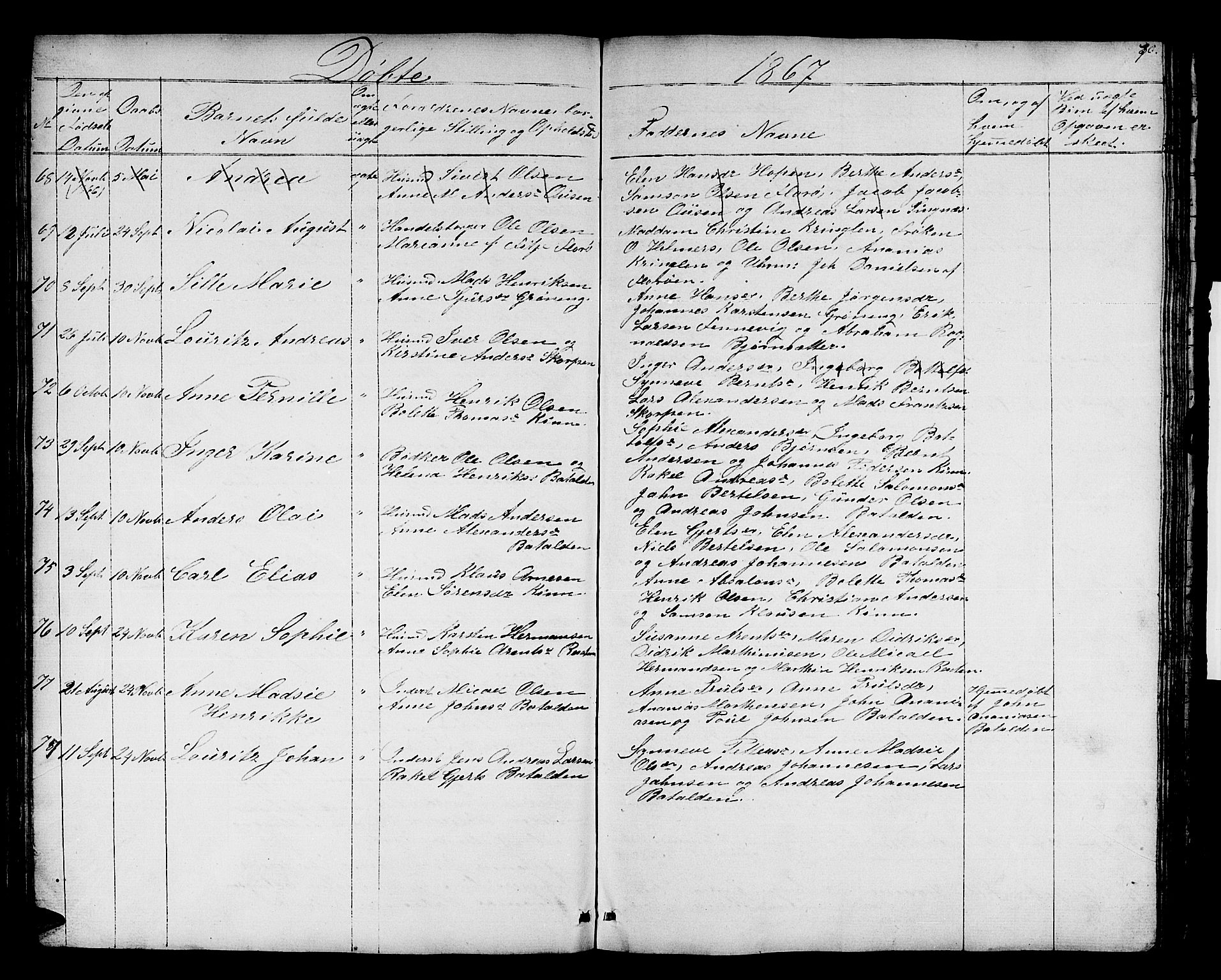 Kinn sokneprestembete, AV/SAB-A-80801/H/Hab/Haba/L0001: Parish register (copy) no. A 1, 1853-1868, p. 70