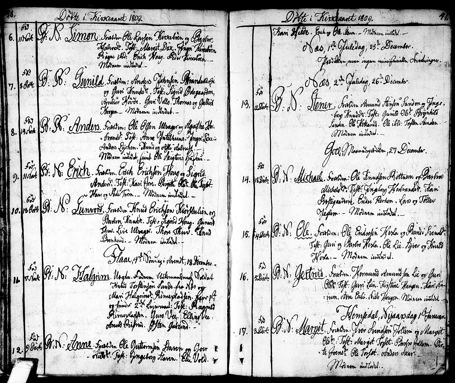 Nes kirkebøker, SAKO/A-236/F/Fa/L0006: Parish register (official) no. 6, 1808-1814, p. 40-41