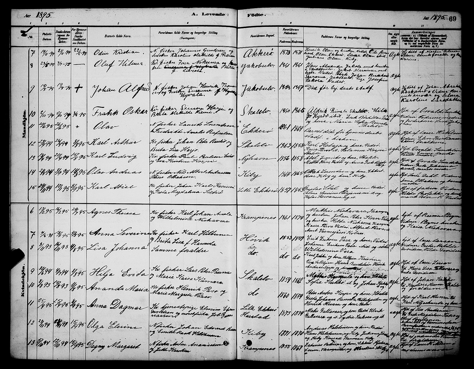 Vadsø sokneprestkontor, SATØ/S-1325/H/Hb/L0003klokker: Parish register (copy) no. 3, 1881-1901, p. 69