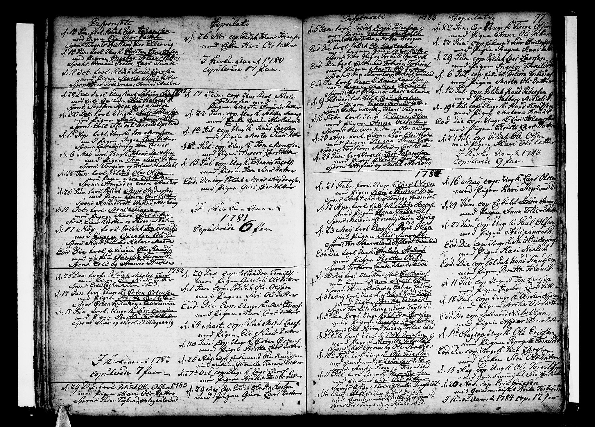 Skånevik sokneprestembete, SAB/A-77801/H/Haa: Parish register (official) no. A 1, 1745-1789, p. 77