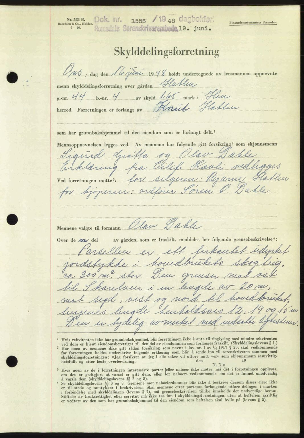 Romsdal sorenskriveri, AV/SAT-A-4149/1/2/2C: Mortgage book no. A26, 1948-1948, Diary no: : 1553/1948