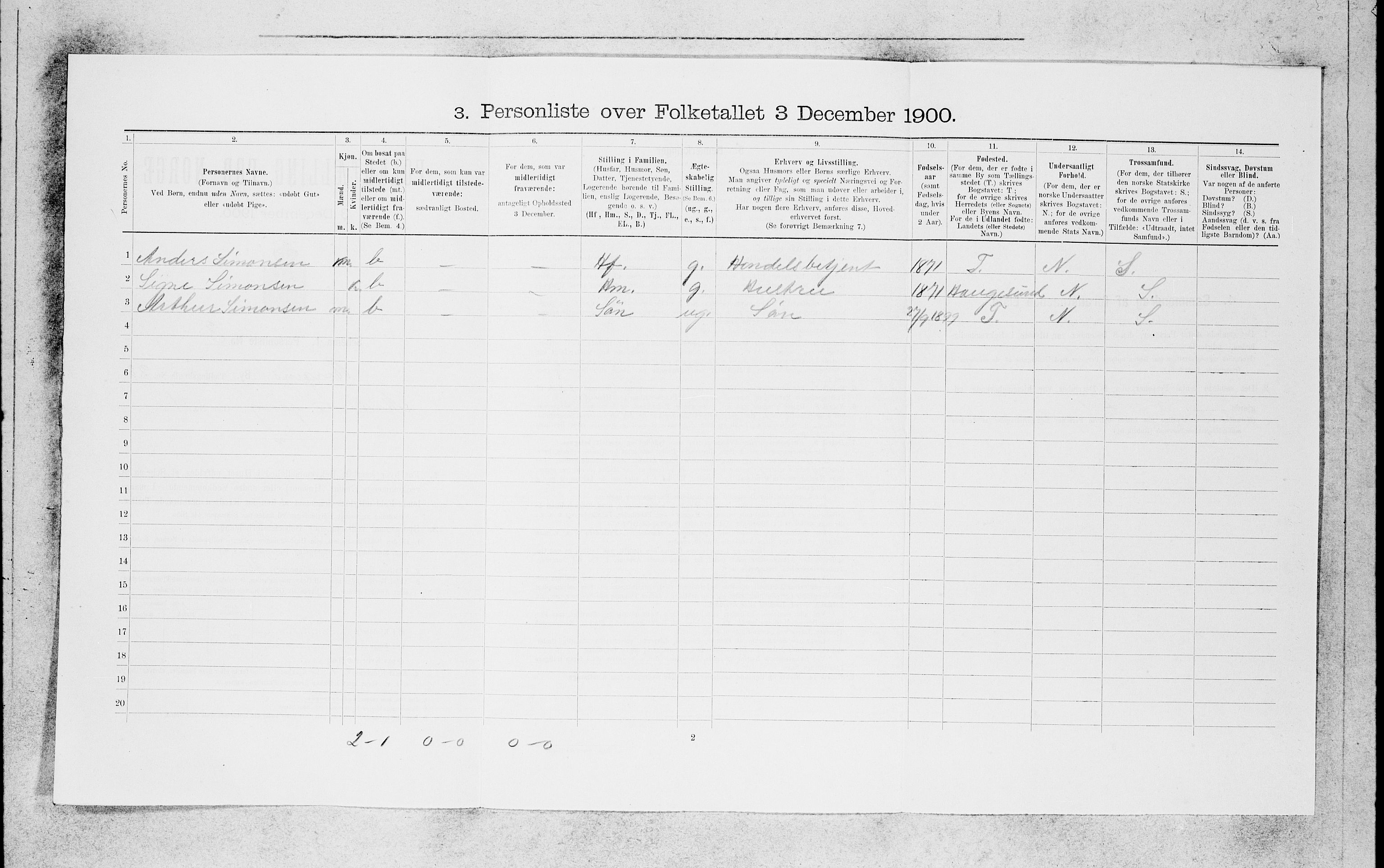 SAB, 1900 census for Bergen, 1900, p. 4733