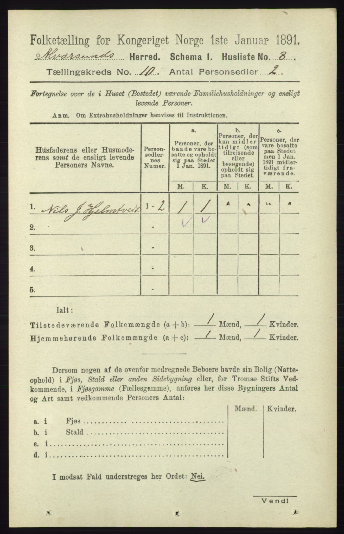 RA, 1891 census for 1257 Alversund, 1891, p. 3436