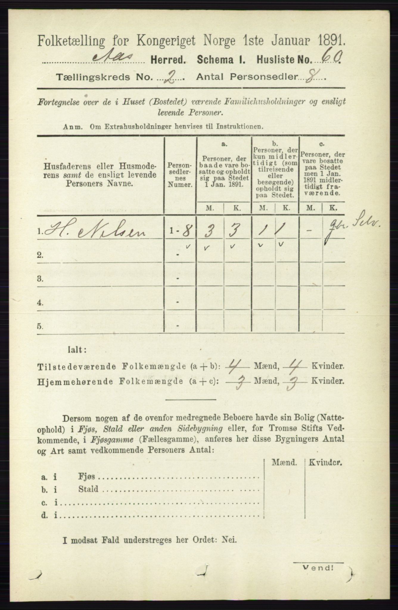 RA, 1891 census for 0214 Ås, 1891, p. 1562