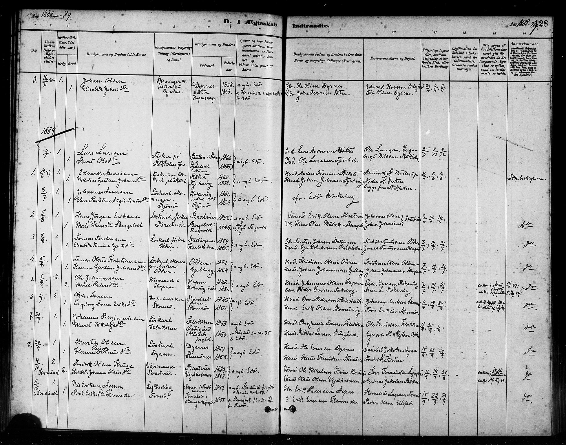 Ministerialprotokoller, klokkerbøker og fødselsregistre - Møre og Romsdal, SAT/A-1454/582/L0947: Parish register (official) no. 582A01, 1880-1900, p. 128