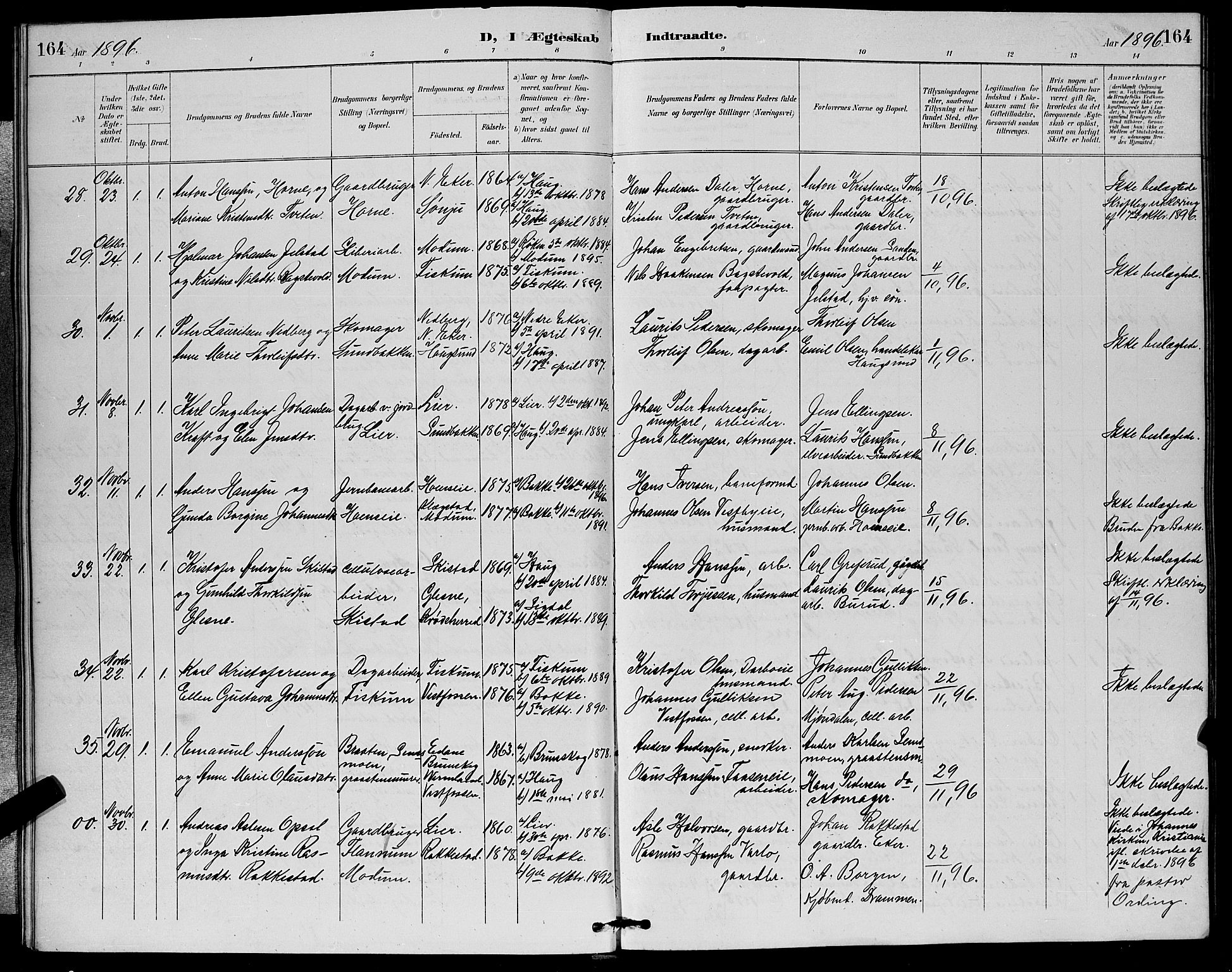 Eiker kirkebøker, SAKO/A-4/G/Ga/L0007: Parish register (copy) no. I 7, 1893-1902, p. 164