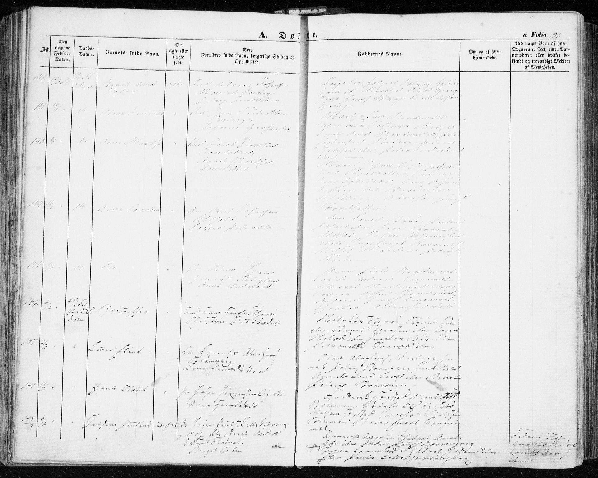 Ministerialprotokoller, klokkerbøker og fødselsregistre - Sør-Trøndelag, SAT/A-1456/634/L0530: Parish register (official) no. 634A06, 1852-1860, p. 91
