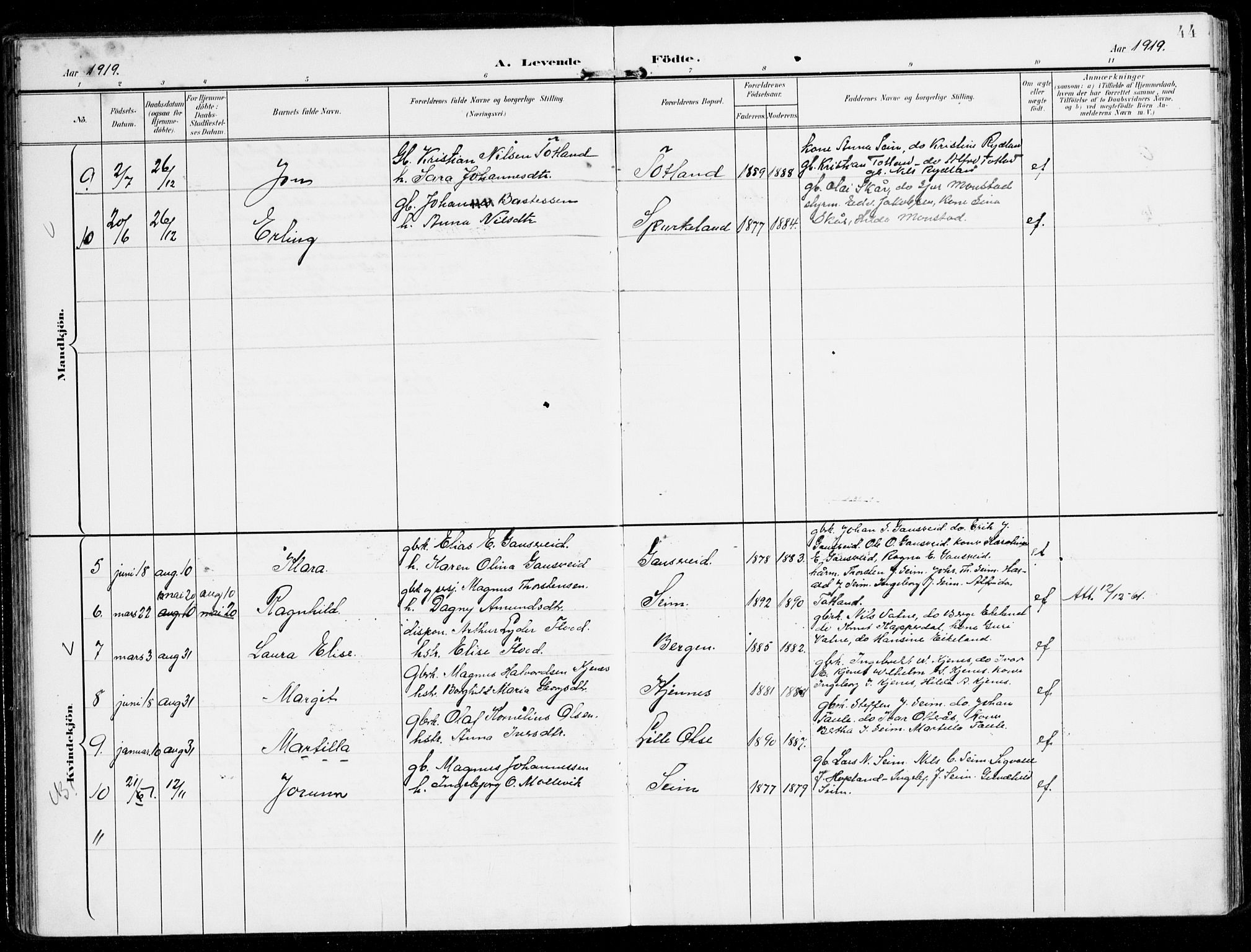 Alversund Sokneprestembete, AV/SAB-A-73901/H/Ha/Haa/Haad/L0004: Parish register (official) no. D 4, 1898-1926, p. 44