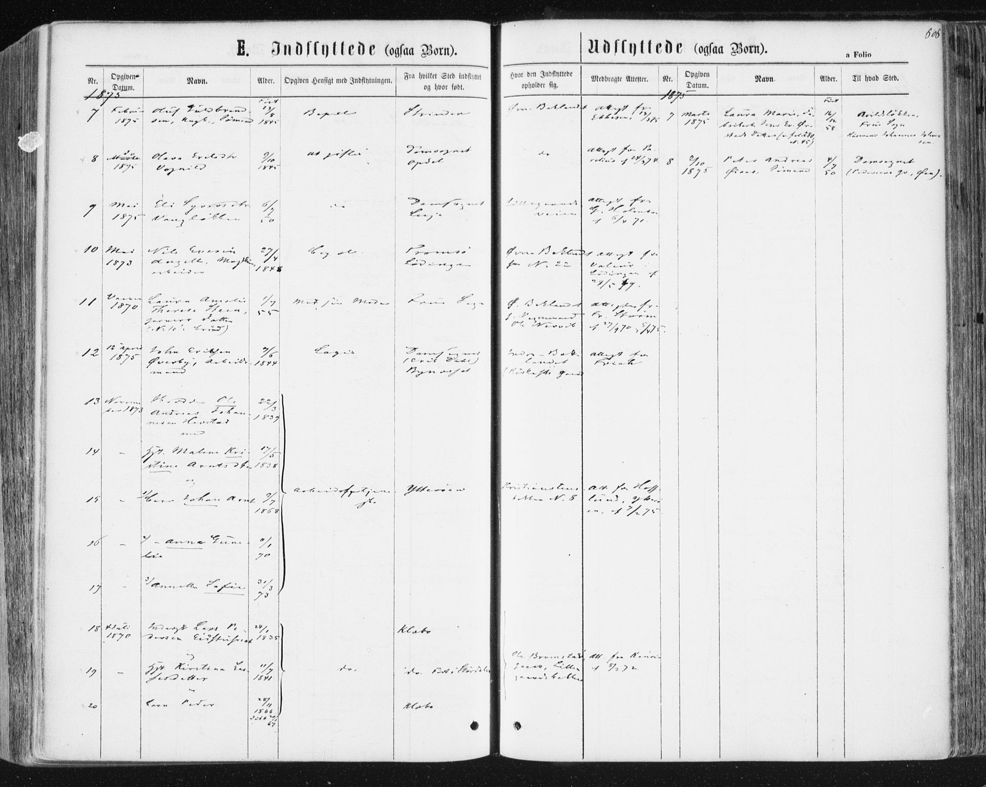 Ministerialprotokoller, klokkerbøker og fødselsregistre - Sør-Trøndelag, SAT/A-1456/604/L0186: Parish register (official) no. 604A07, 1866-1877, p. 606