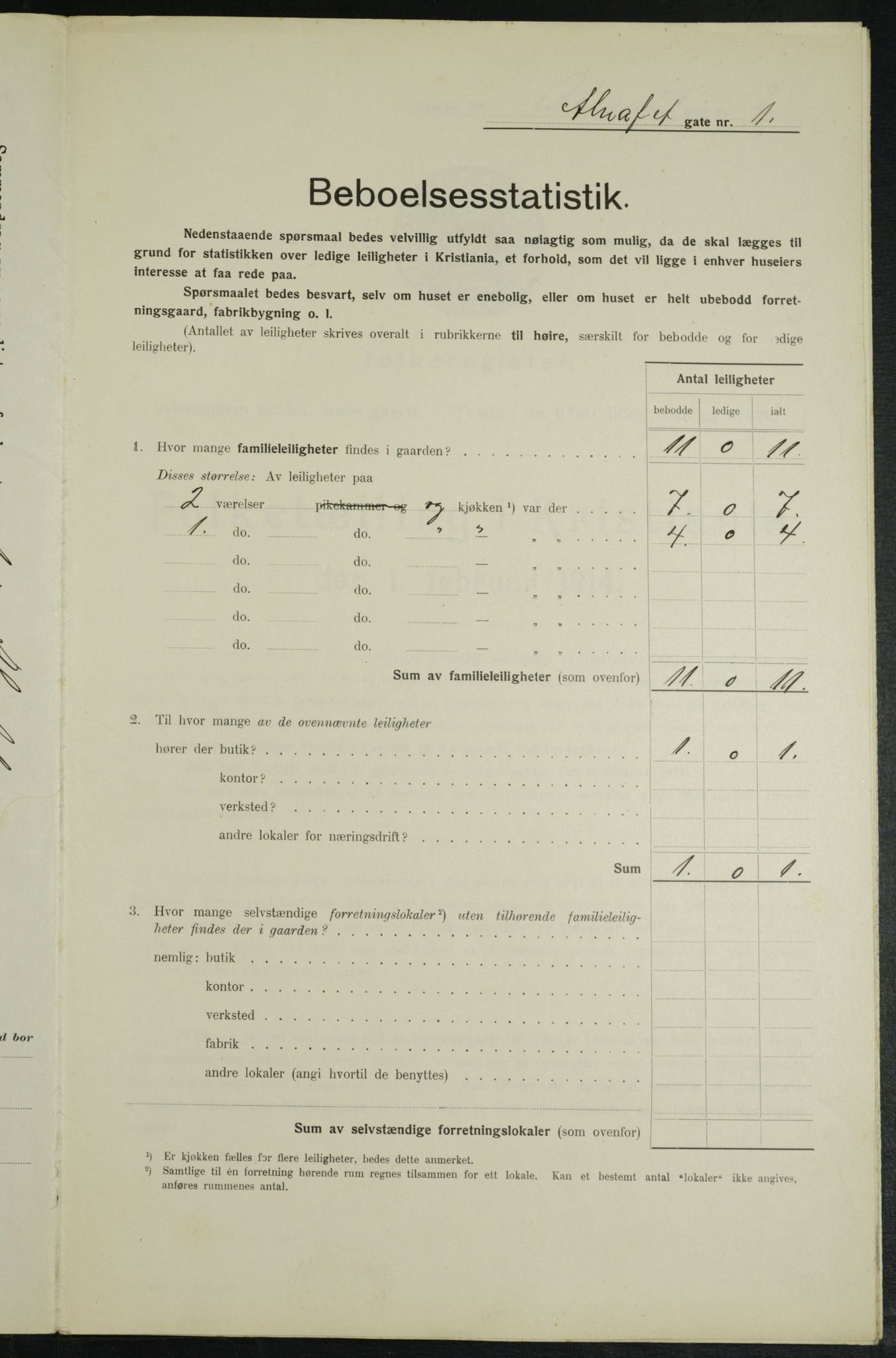 OBA, Municipal Census 1914 for Kristiania, 1914, p. 1022