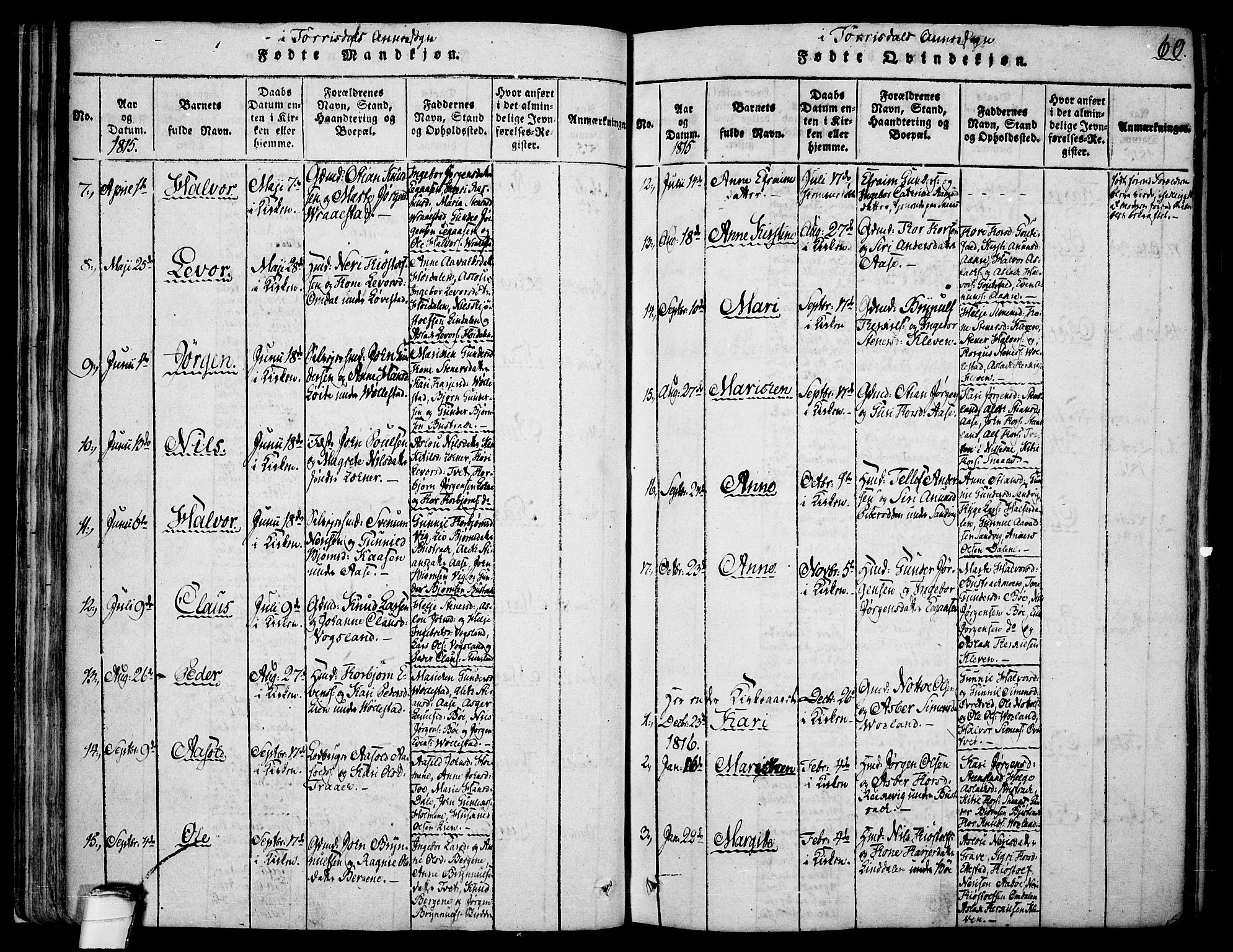 Drangedal kirkebøker, AV/SAKO-A-258/F/Fa/L0005: Parish register (official) no. 5 /2, 1814-1831, p. 60