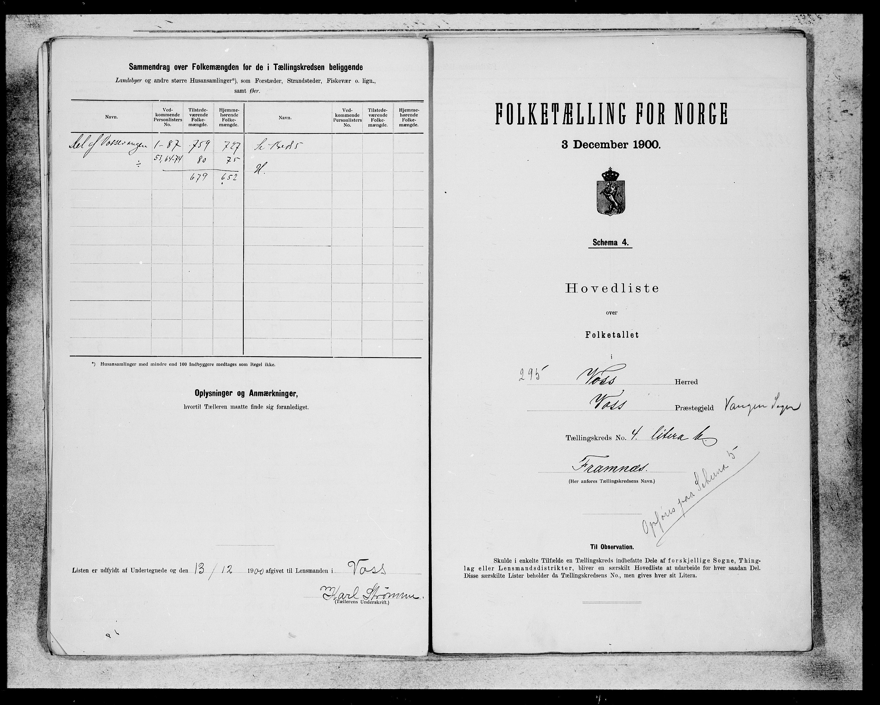 SAB, 1900 census for Voss, 1900, p. 9