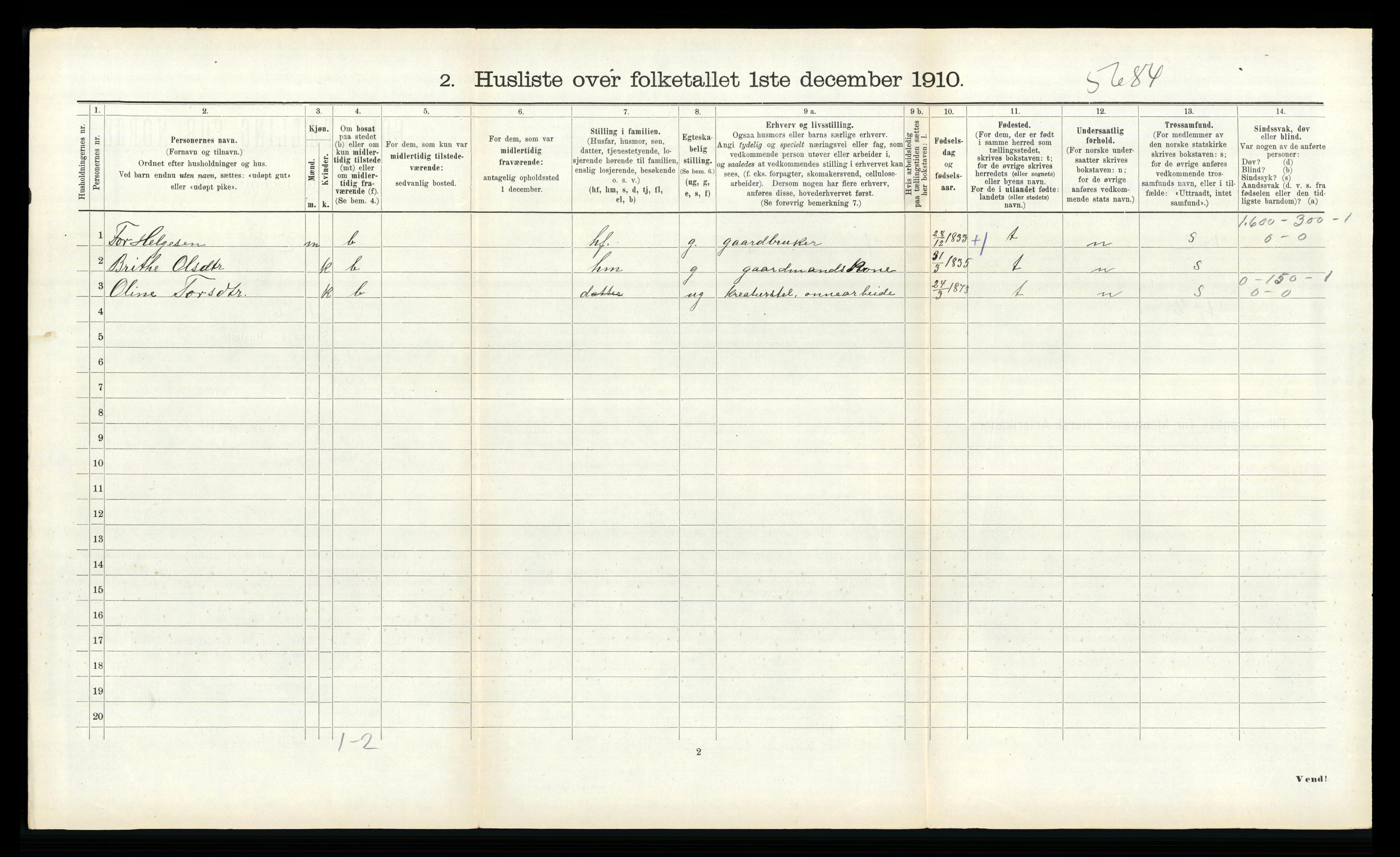 RA, 1910 census for Innvik, 1910, p. 875