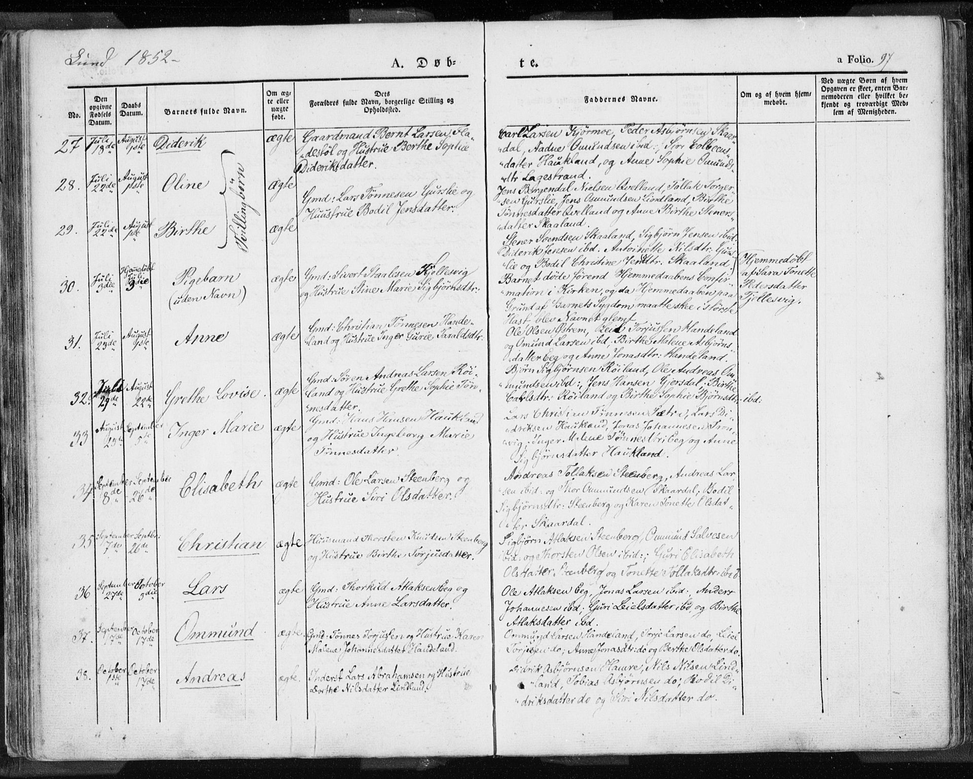 Lund sokneprestkontor, AV/SAST-A-101809/S06/L0007: Parish register (official) no. A 7.1, 1833-1854, p. 97