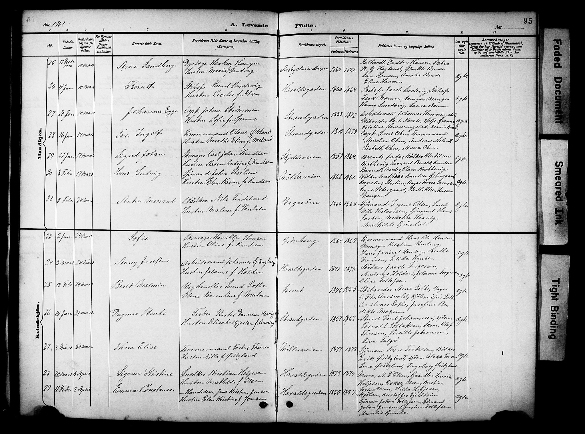 Haugesund sokneprestkontor, AV/SAST-A -101863/H/Ha/Hab/L0005: Parish register (copy) no. B 5, 1894-1908, p. 95