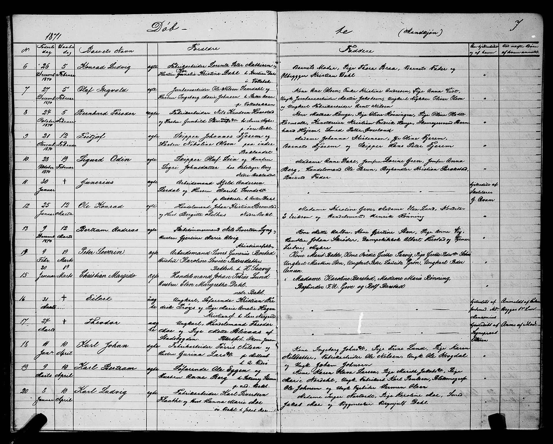 Ministerialprotokoller, klokkerbøker og fødselsregistre - Sør-Trøndelag, SAT/A-1456/604/L0220: Parish register (copy) no. 604C03, 1870-1885, p. 7