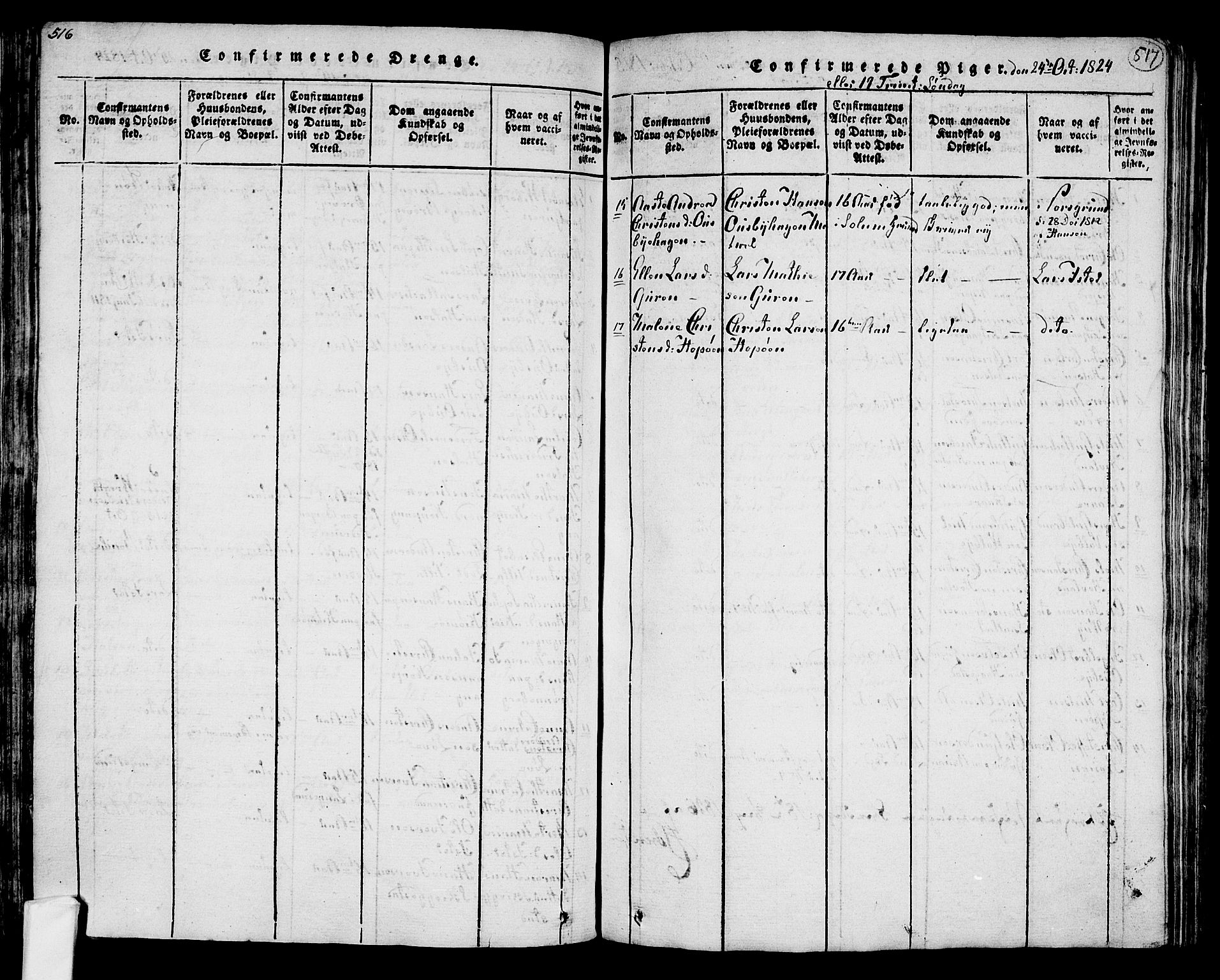 Tjølling kirkebøker, AV/SAKO-A-60/F/Fa/L0005: Parish register (official) no. 5, 1814-1836, p. 516-517