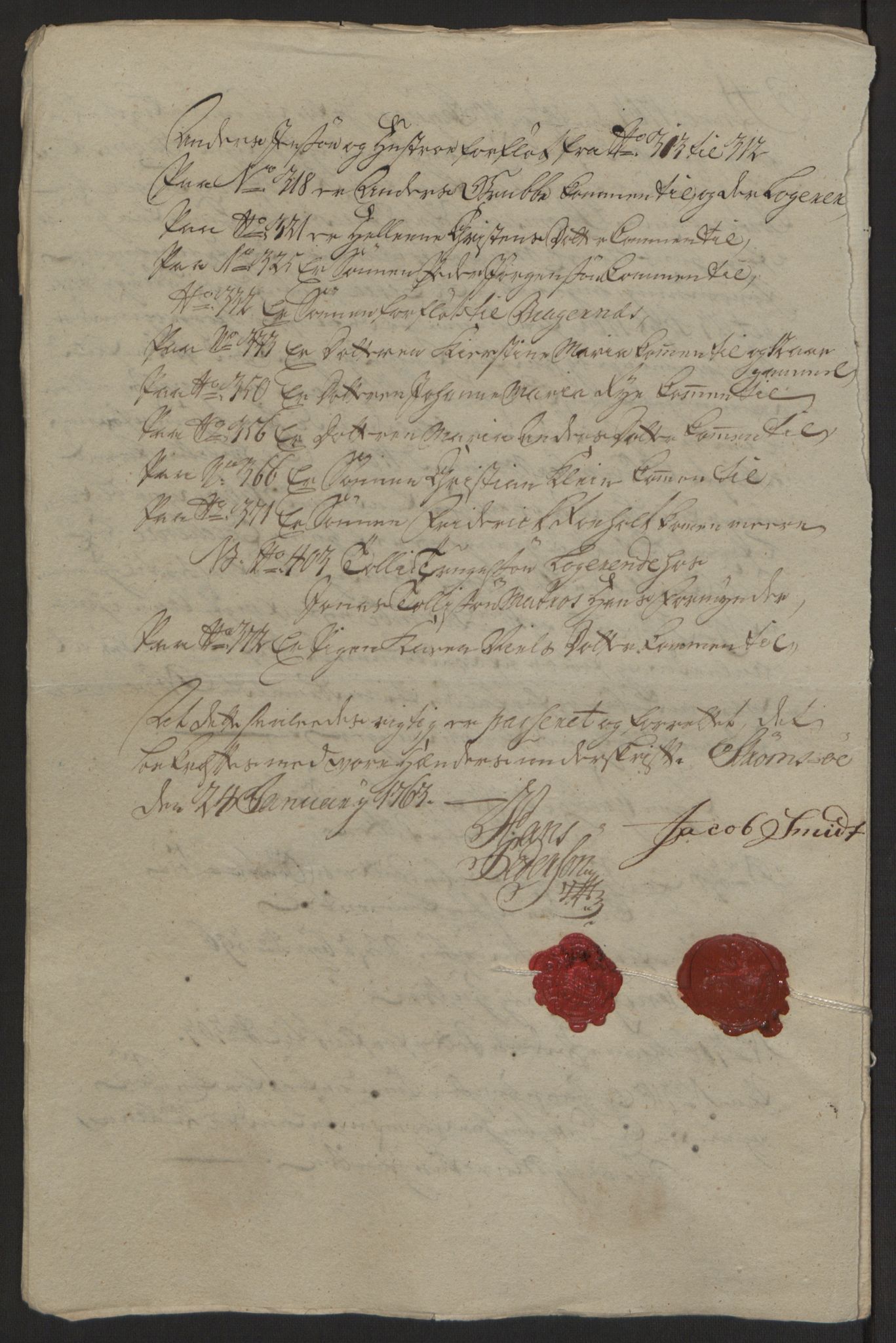 Rentekammeret inntil 1814, Reviderte regnskaper, Byregnskaper, AV/RA-EA-4066/R/Rg/L0144/0001: [G4] Kontribusjonsregnskap / Ekstraskatt, 1762-1767, p. 52