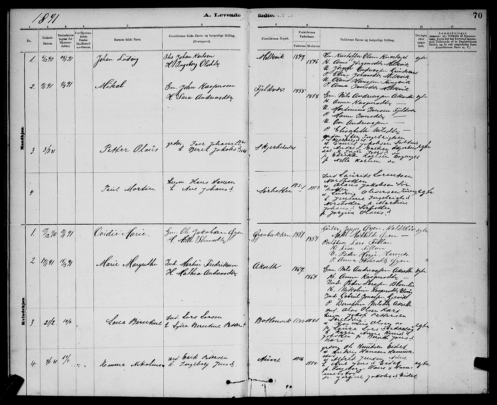 Ministerialprotokoller, klokkerbøker og fødselsregistre - Sør-Trøndelag, AV/SAT-A-1456/637/L0562: Parish register (copy) no. 637C03, 1883-1898, p. 70