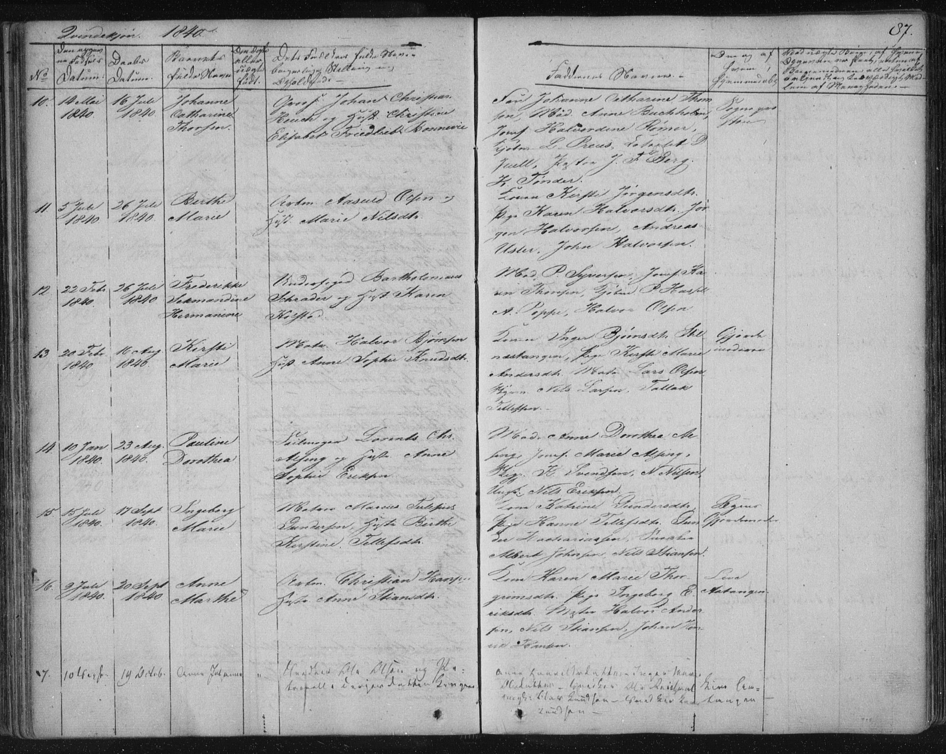 Kragerø kirkebøker, SAKO/A-278/F/Fa/L0005: Parish register (official) no. 5, 1832-1847, p. 87