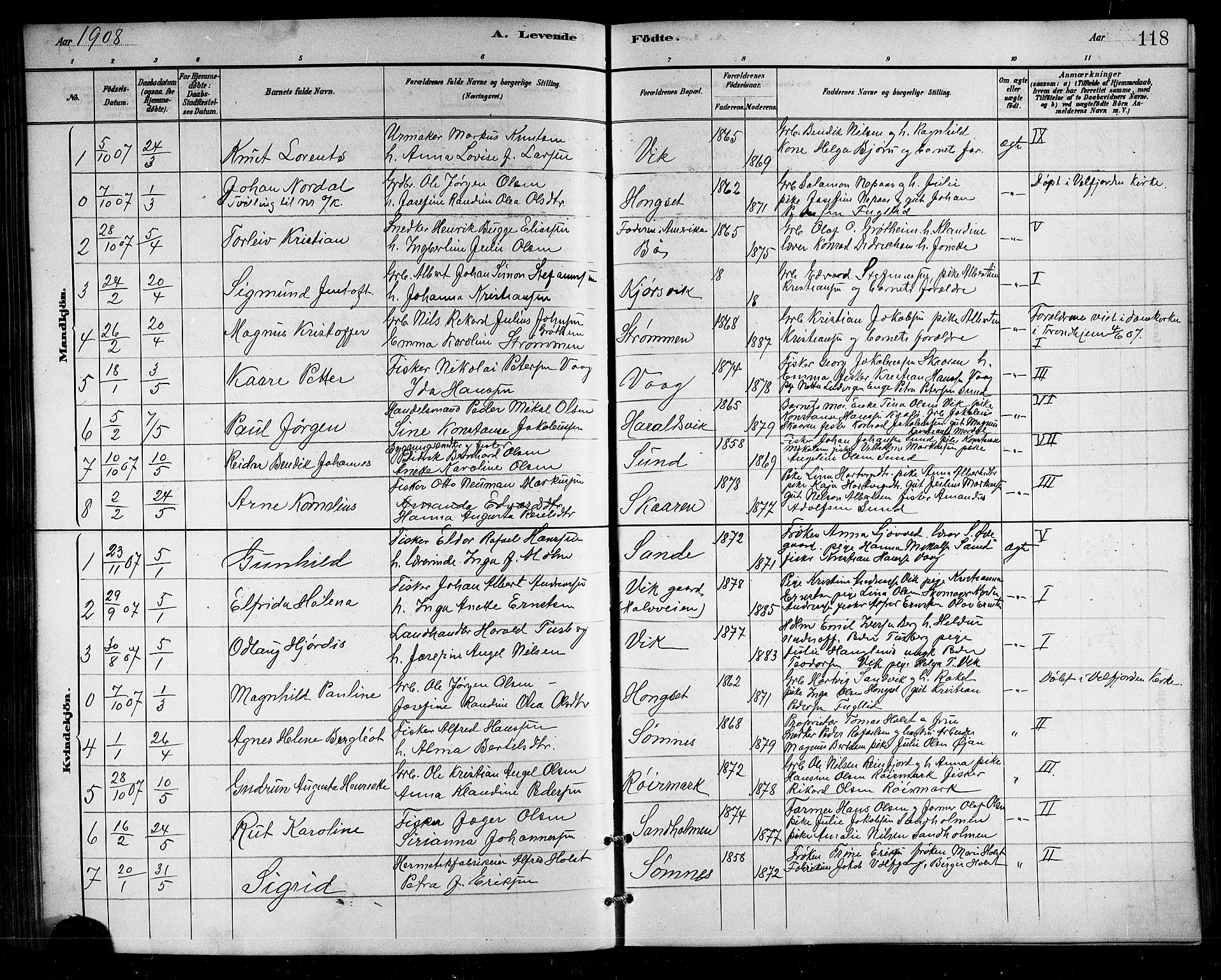 Ministerialprotokoller, klokkerbøker og fødselsregistre - Nordland, SAT/A-1459/812/L0188: Parish register (copy) no. 812C06, 1884-1912, p. 118