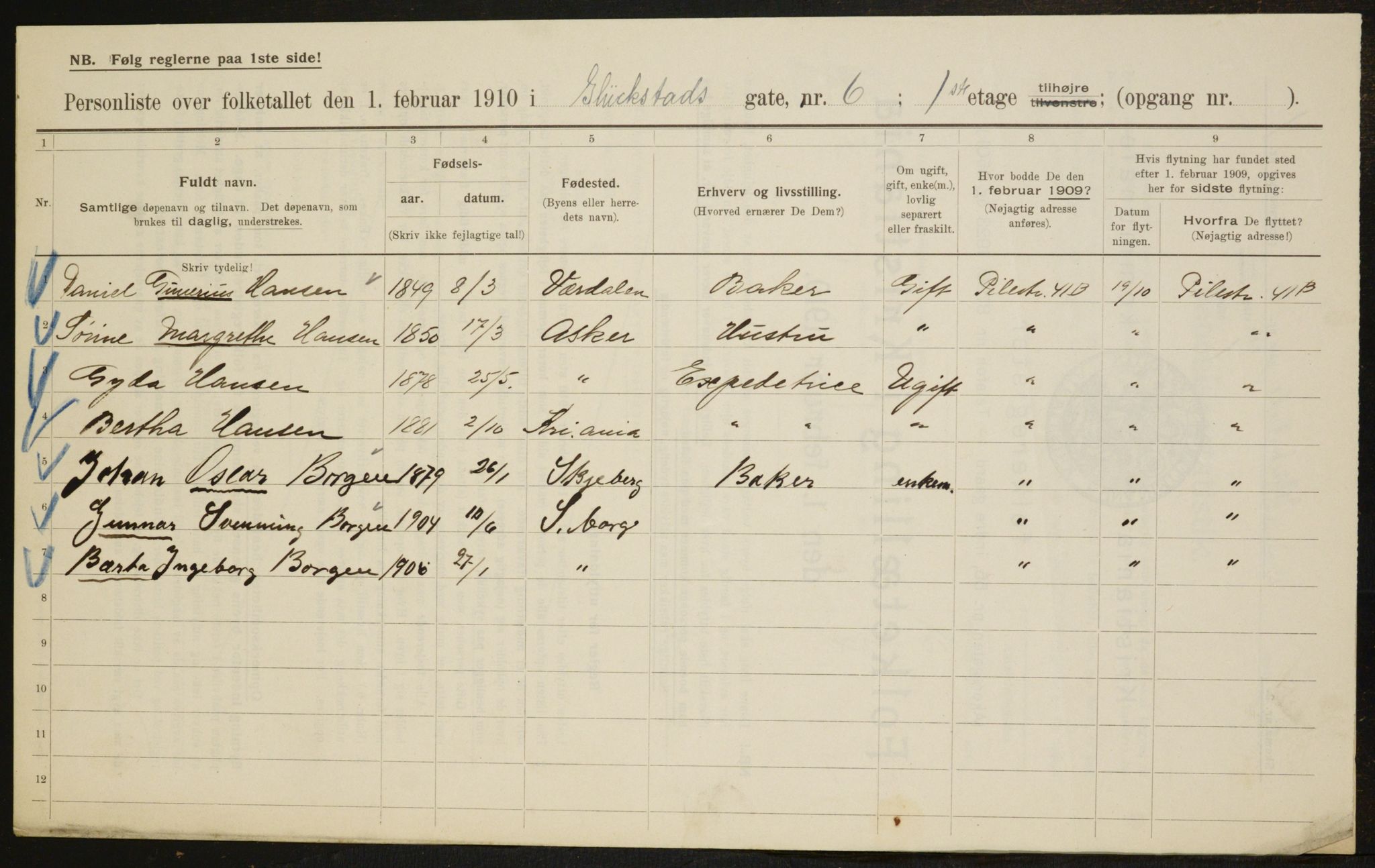 OBA, Municipal Census 1910 for Kristiania, 1910, p. 28055