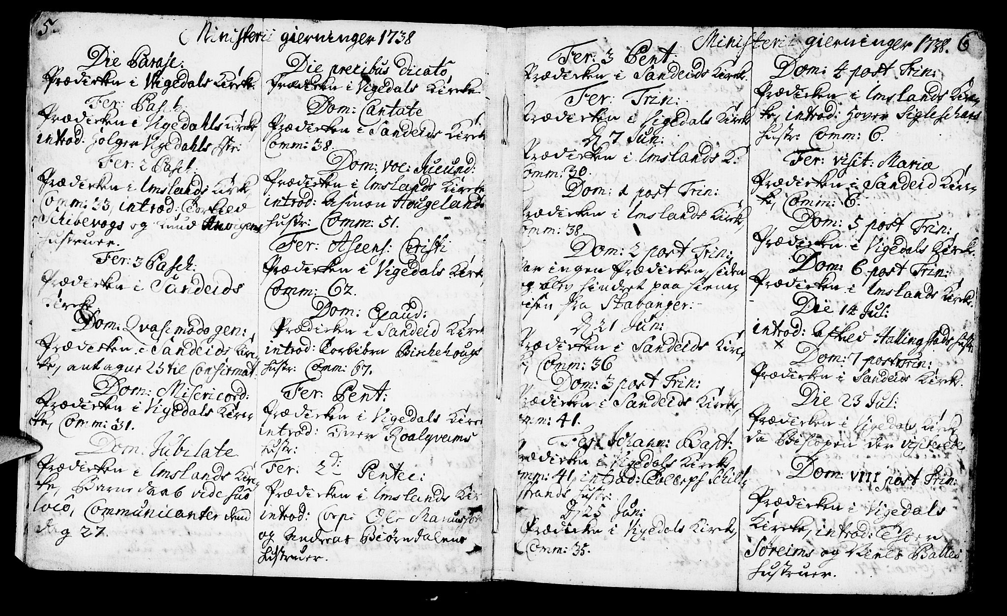 Vikedal sokneprestkontor, AV/SAST-A-101840/01/IV: Parish register (official) no. A 1, 1737-1778, p. 5-6