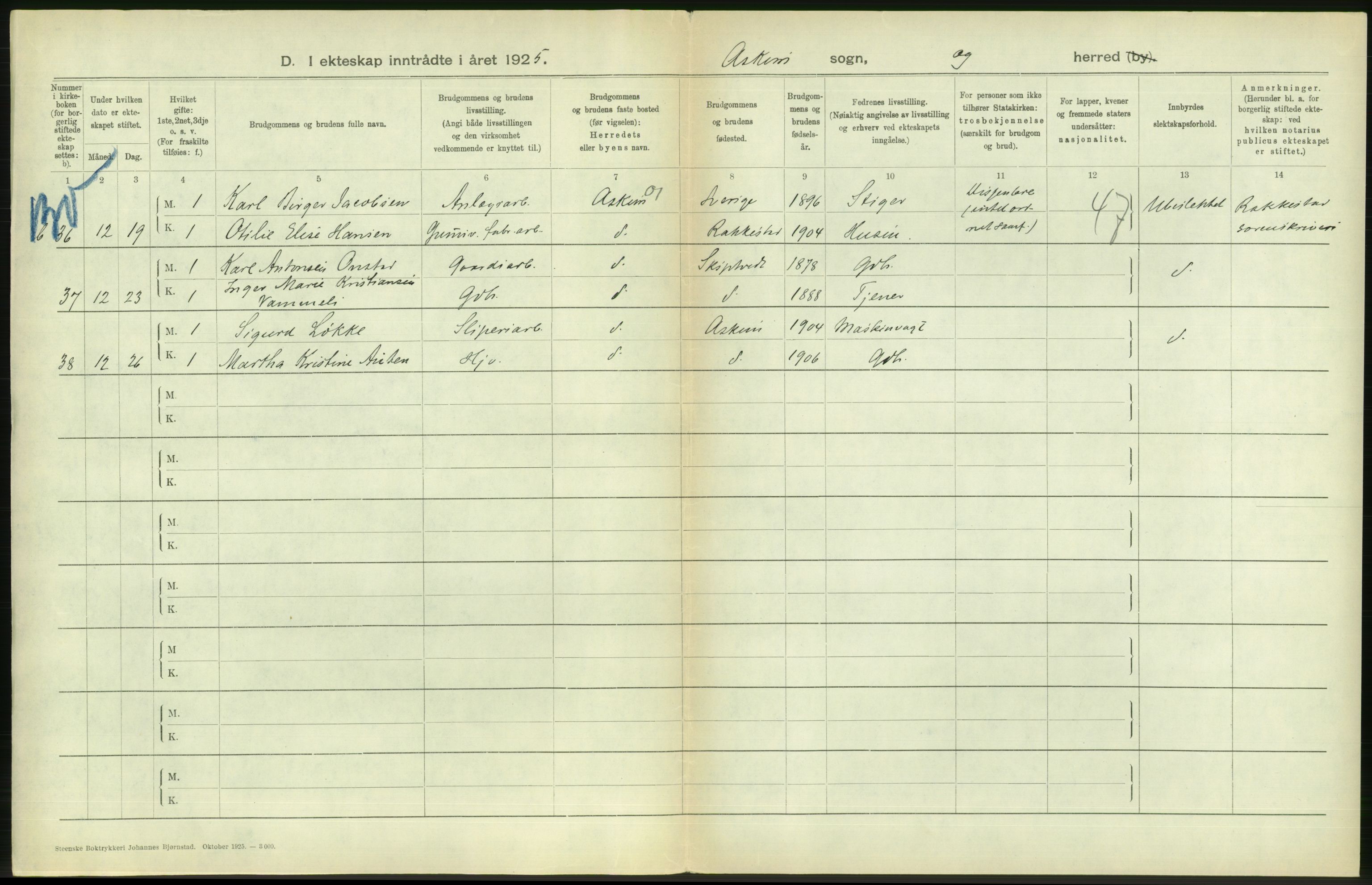 Statistisk sentralbyrå, Sosiodemografiske emner, Befolkning, AV/RA-S-2228/D/Df/Dfc/Dfce/L0002: Østfold fylke: Gifte, døde. Bygder og byer., 1925, p. 534