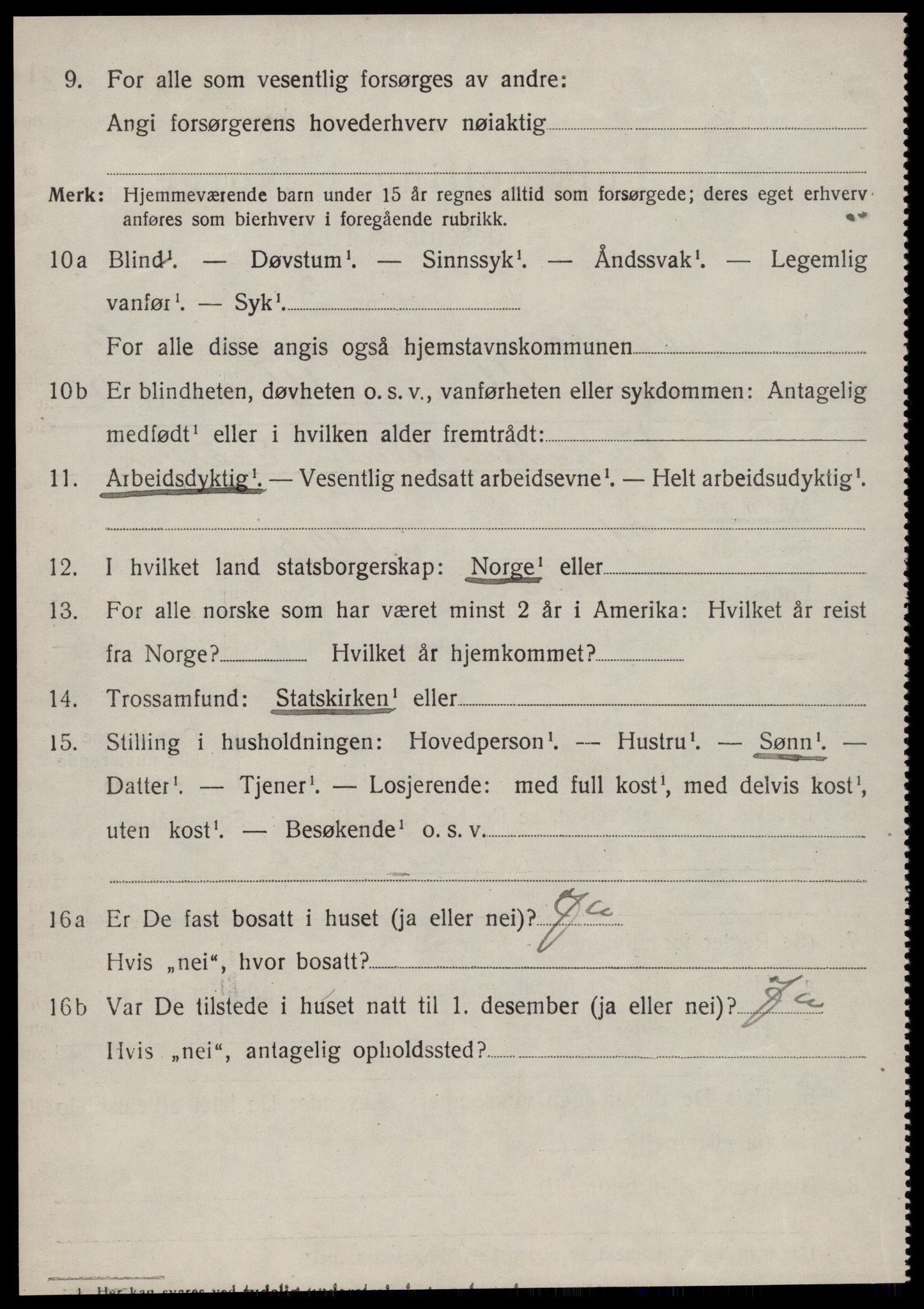 SAT, 1920 census for Volda, 1920, p. 2903