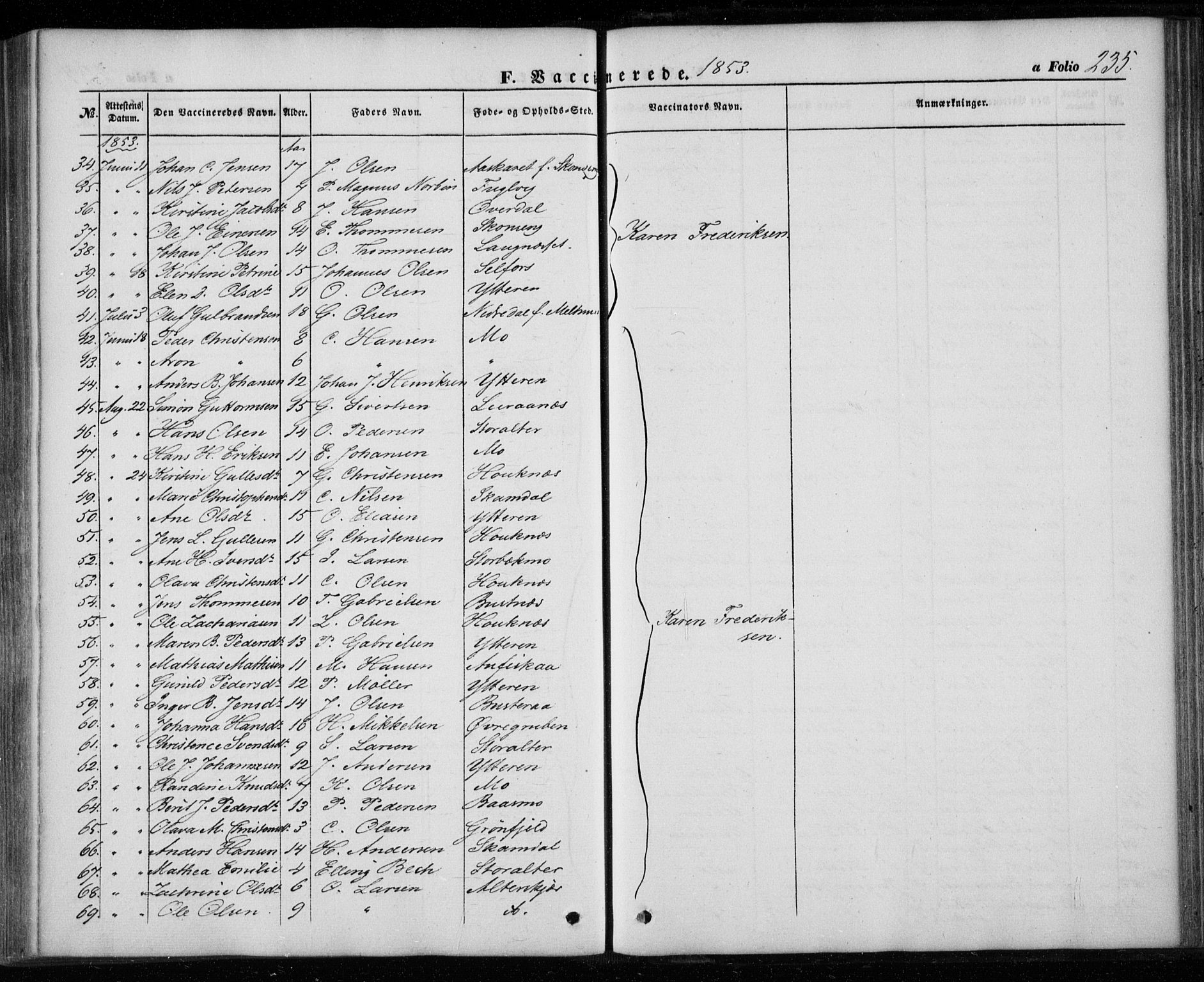 Ministerialprotokoller, klokkerbøker og fødselsregistre - Nordland, SAT/A-1459/827/L0392: Parish register (official) no. 827A04, 1853-1866, p. 235