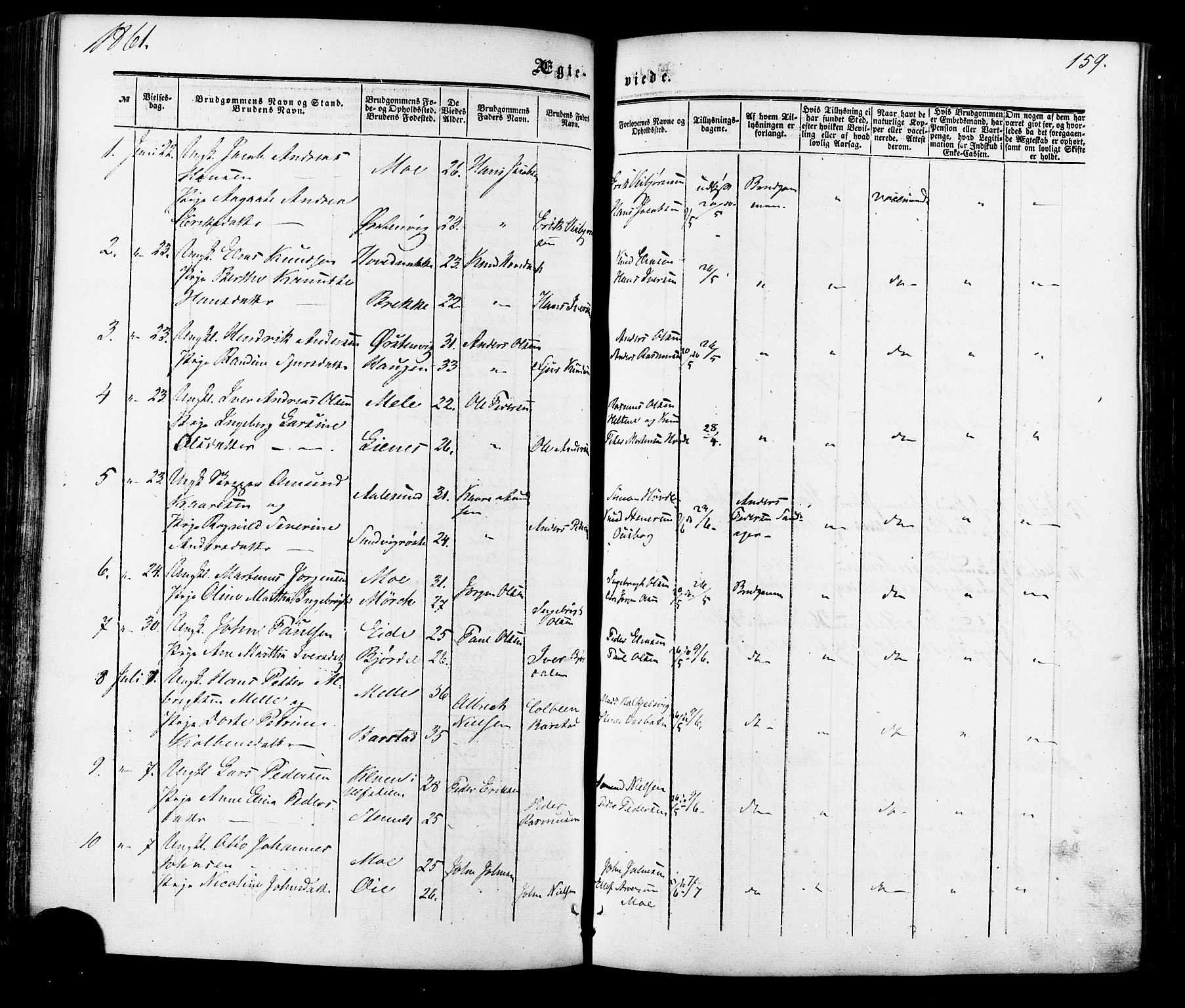 Ministerialprotokoller, klokkerbøker og fødselsregistre - Møre og Romsdal, AV/SAT-A-1454/513/L0175: Parish register (official) no. 513A02, 1856-1877, p. 159